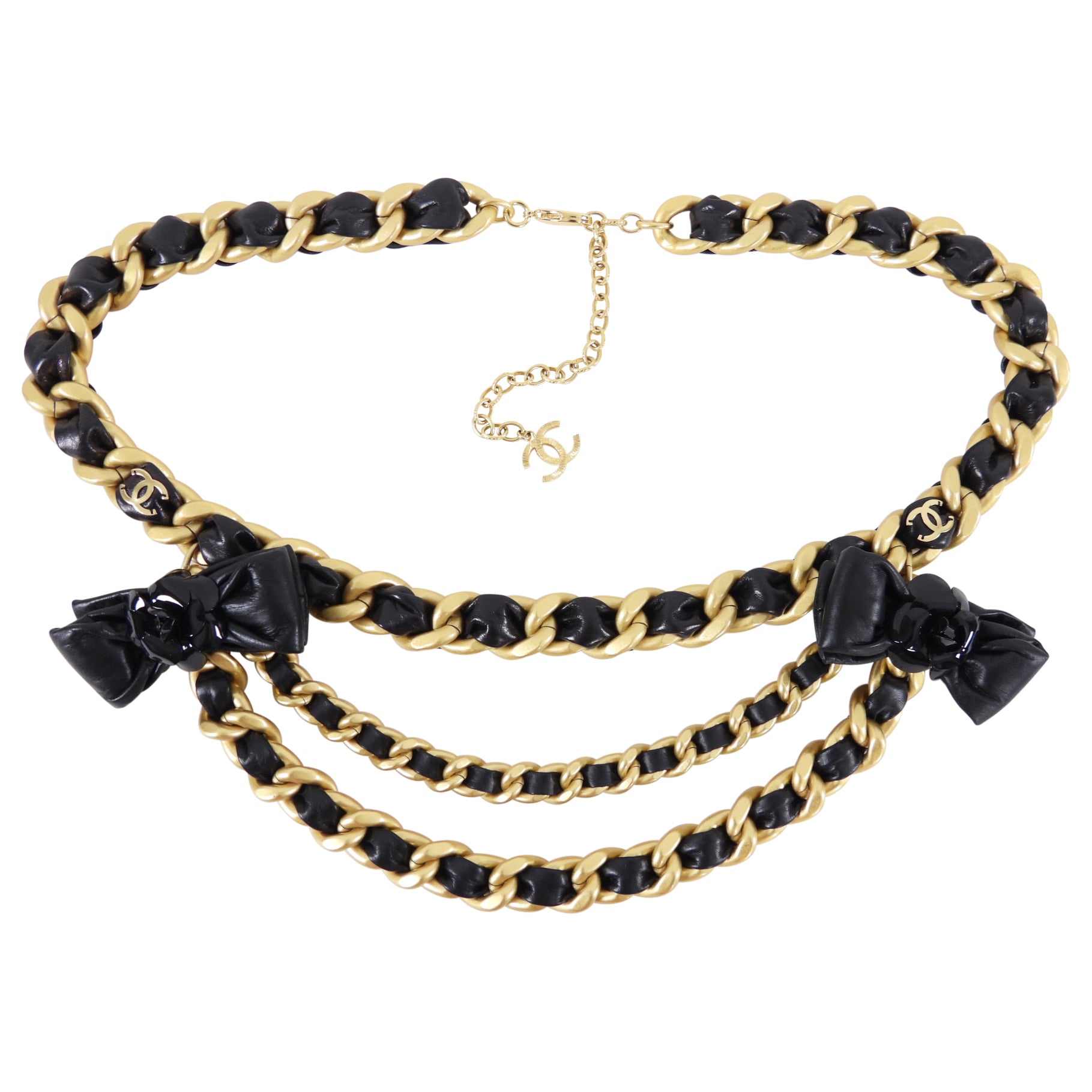 Chanel 20A Runway Chain & Lambskin Bow Belt - Luxury Designer Waist Belt for Women | Perfect for Parties, Weddings & Formal Events