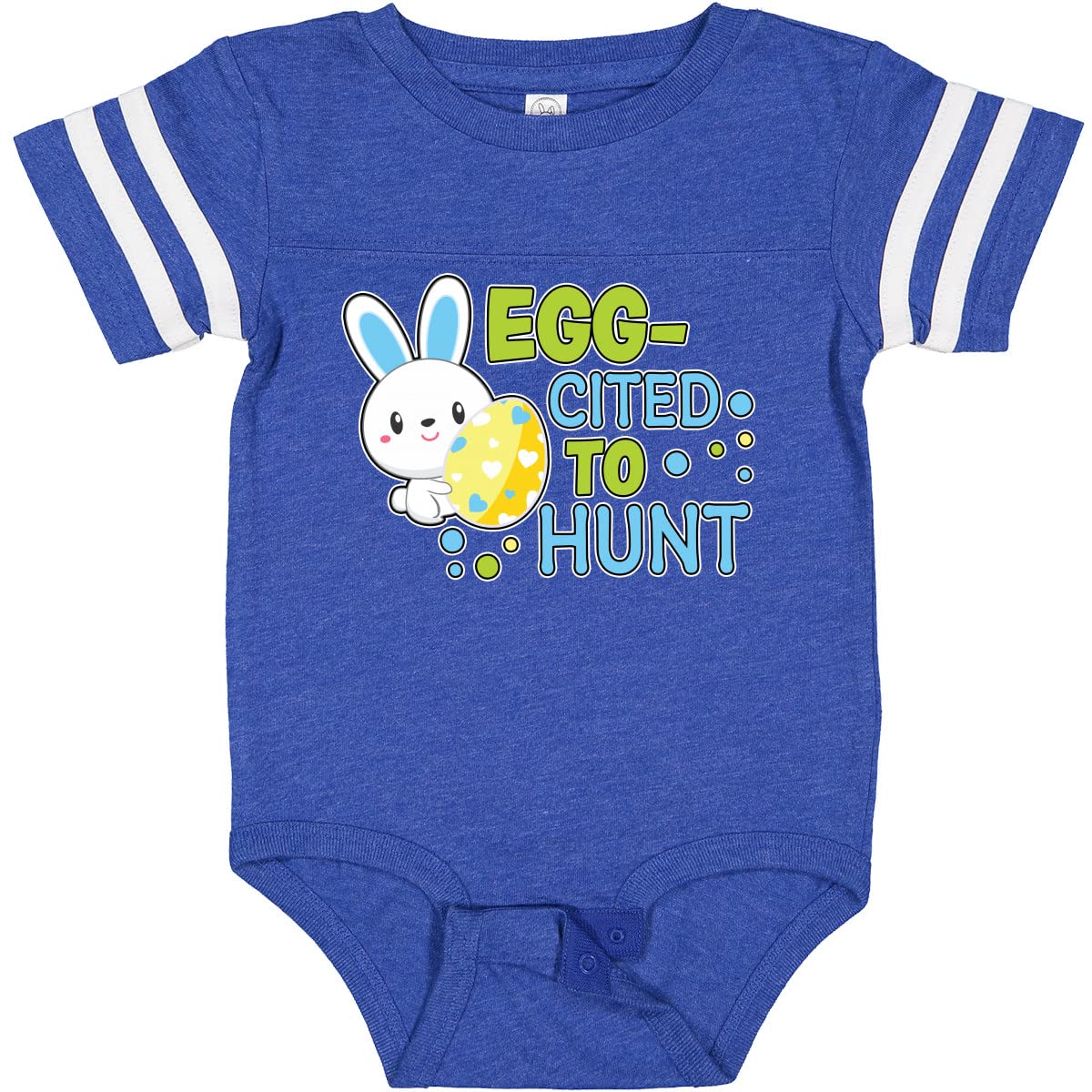 Inktastic 'Eggcited To Hunt' Bunny Holding Easter Egg Baby Bodysuit - Cute Easter Outfit for Infants & Toddlers | Perfect for Easter Egg Hunts, Family Photos & Spring Celebrations