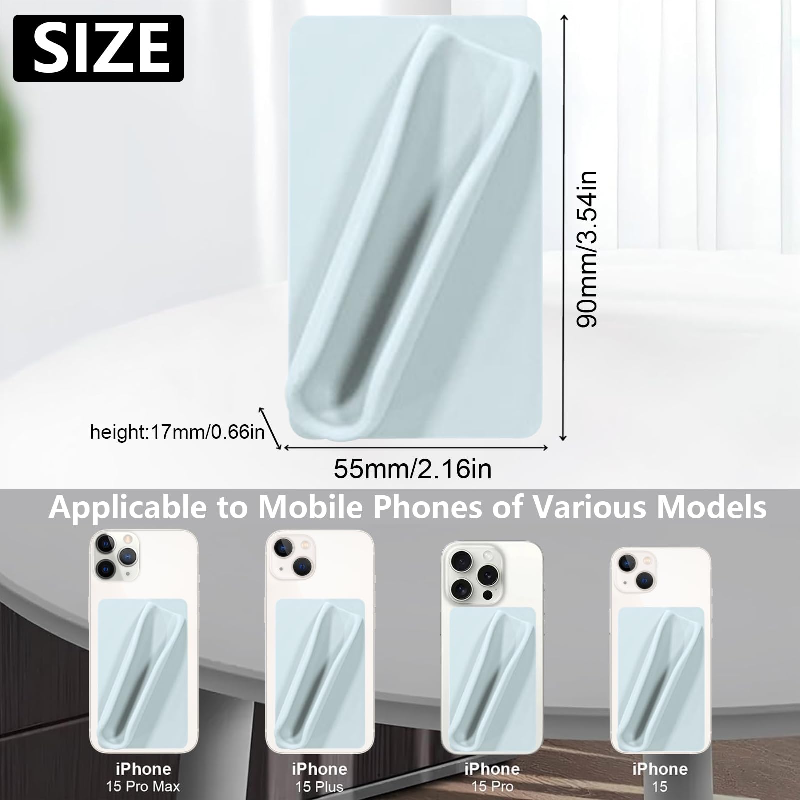 Silicone Lipstick Holder for Phone Case - Stick On Lip Gloss & Lip Balm Holder for iPhone & Android - Non-Slip Design (Grey) - Perfect for Makeup Touch Ups On The Go