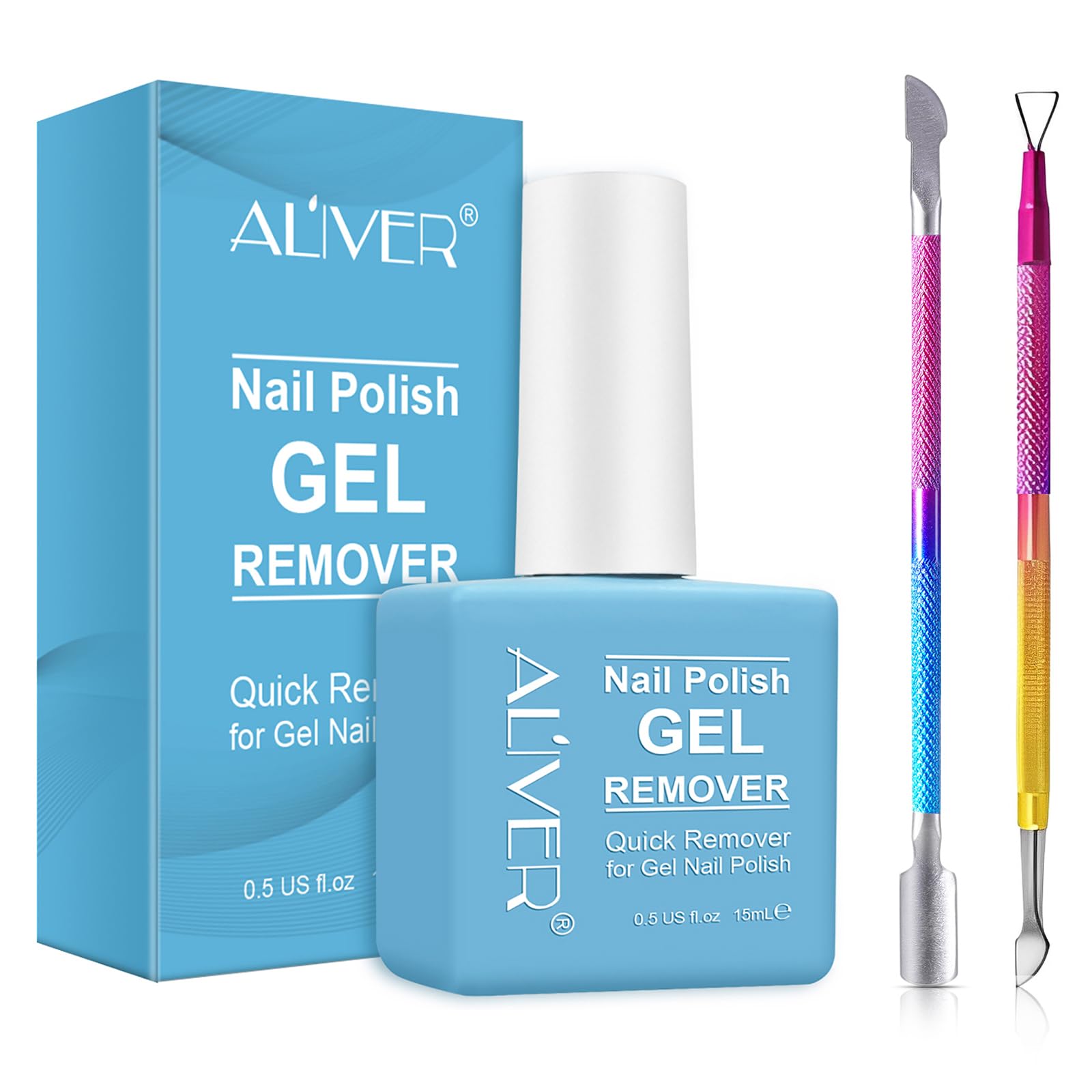 Professional Gel Nail Polish Remover Kit with Cuticle Pusher & Scraper - Fast Soak-Off in 2-3 Minutes, No Soaking or Wrapping Needed - Perfect for Salon & Home Manicures