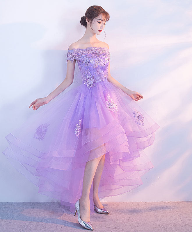 Elegant Purple Tulle Lace Applique Prom Dress | Formal Homecoming Gown for Women | Perfect for Dances, Parties & Special Occasions
