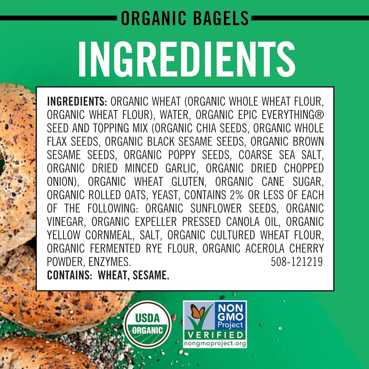 Dave's Killer Bread Epic Everything Organic Bagels - 16.75oz (Pack of 2, 10 Bagels Total) | Organic Breakfast Bagels for Sandwiches, Toasting & Healthy Snacking