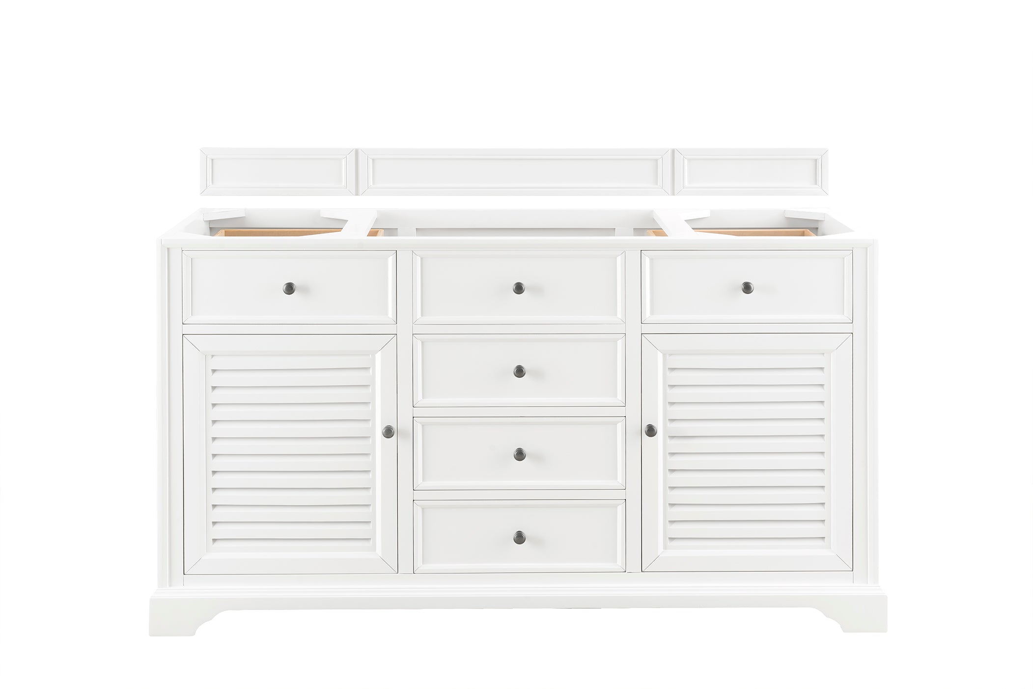 Savannah 60-Inch Single Bathroom Vanity Cabinet in Bright White - Modern Farmhouse Style for Master Bath or Guest Bathroom Remodel