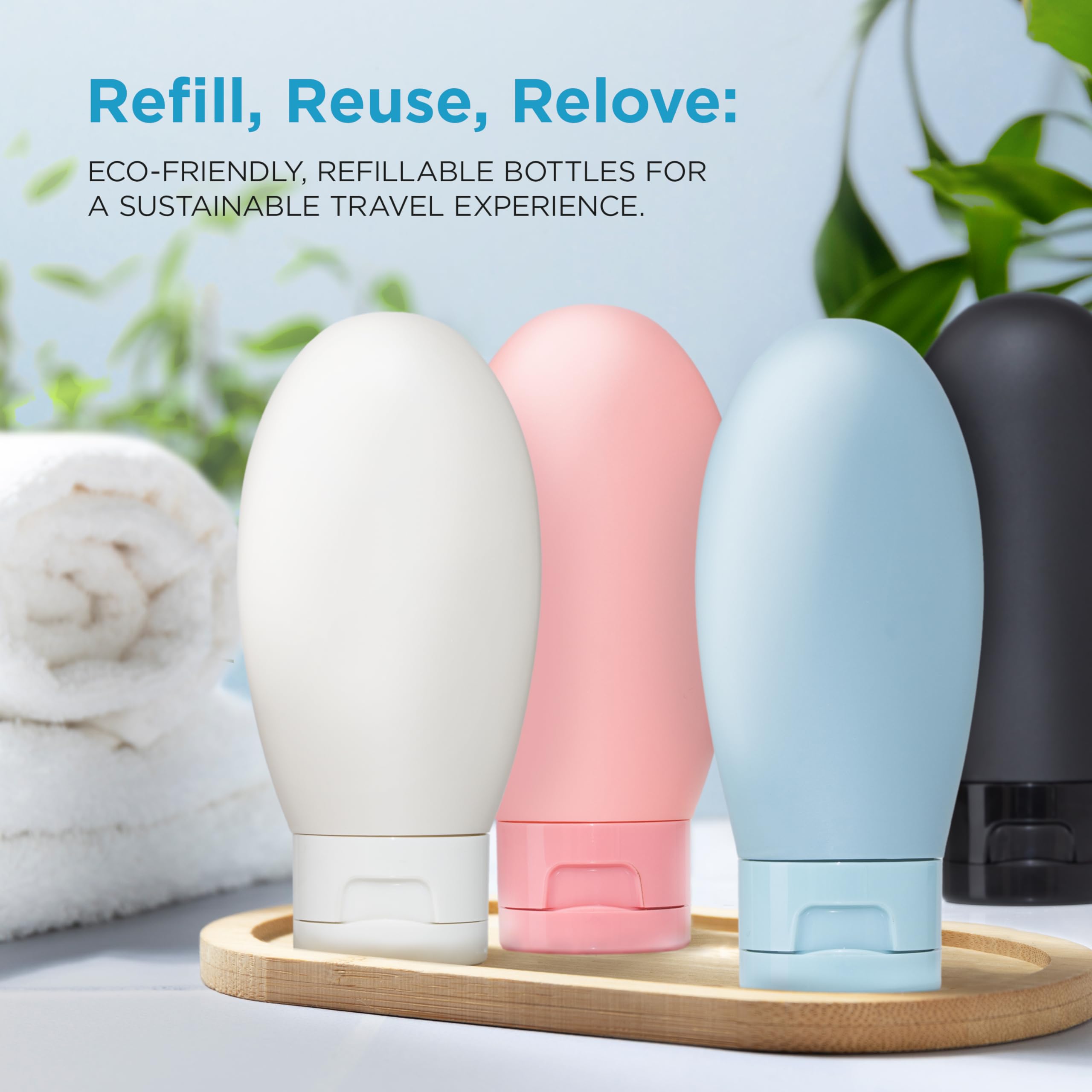 Premium 60ml Travel Bottles for Toiletries - 4 Pack Leak Proof & TSA Approved Refillable Squeeze Containers | Perfect for Air Travel, Gym, Camping & Daily Essentials