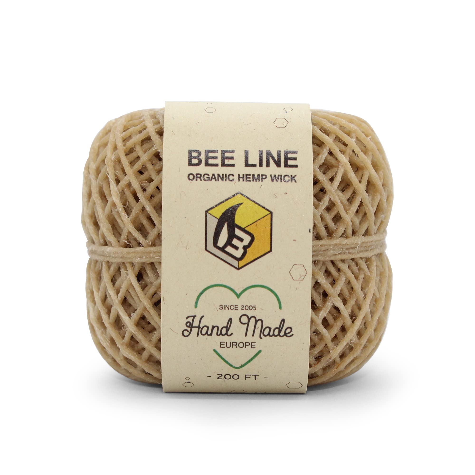200 FT Organic Hemp Wick Lighter - Natural Beeswax Coated for Slow, Even Burning - Perfect for Candles, Smoking Accessories & Outdoor Camping Use