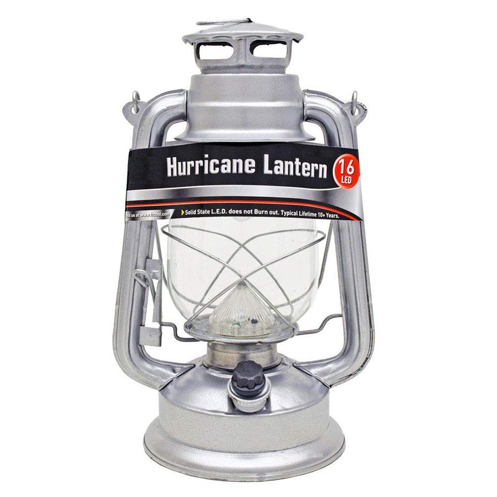 16 LED Emergency Hurricane Lantern with Dimmer Switch - Rechargeable Camping Light, Outdoor Survival Lamp & Power Outage Light for Home, Hiking, and Emergency Preparedness