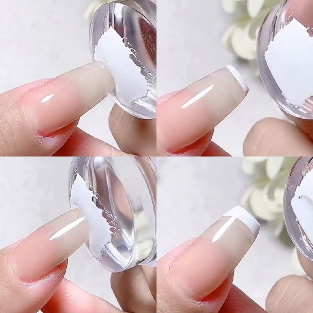 Ghelonadi Clear Silicone Nail Stamper Kit - French Tip Manicure Tool with Soft Rubber Stamping Sponge & Scraper for Nail Art Designs | Perfect for DIY Home Salon & Professional Nail Artists