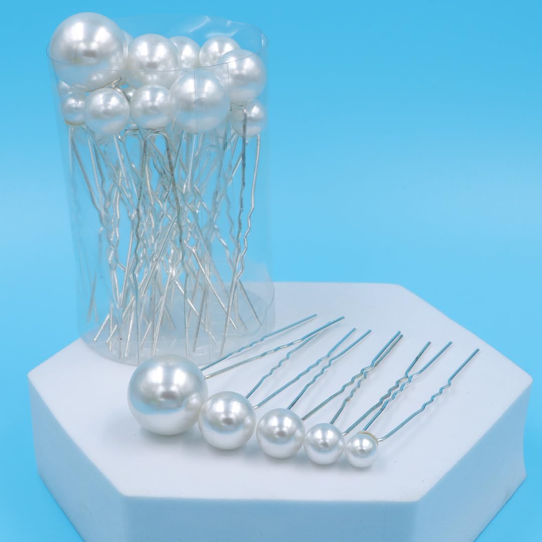 Myra Collection 18-Piece Silver Pearl Hair Pins Set - Elegant U-Shaped Hair Clips for Women & Girls | Perfect for Weddings, Prom, Parties & Special Occasions