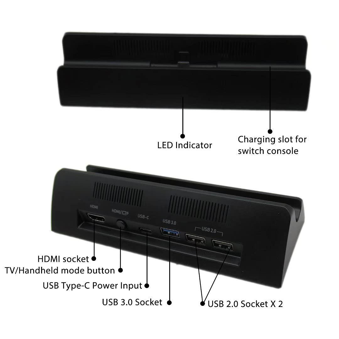 Nintendo Switch Charging Dock with 3 USB Ports - Compatible with Switch Console & TV Mode | Fast Charging Station for Gaming, Travel & Home Use
