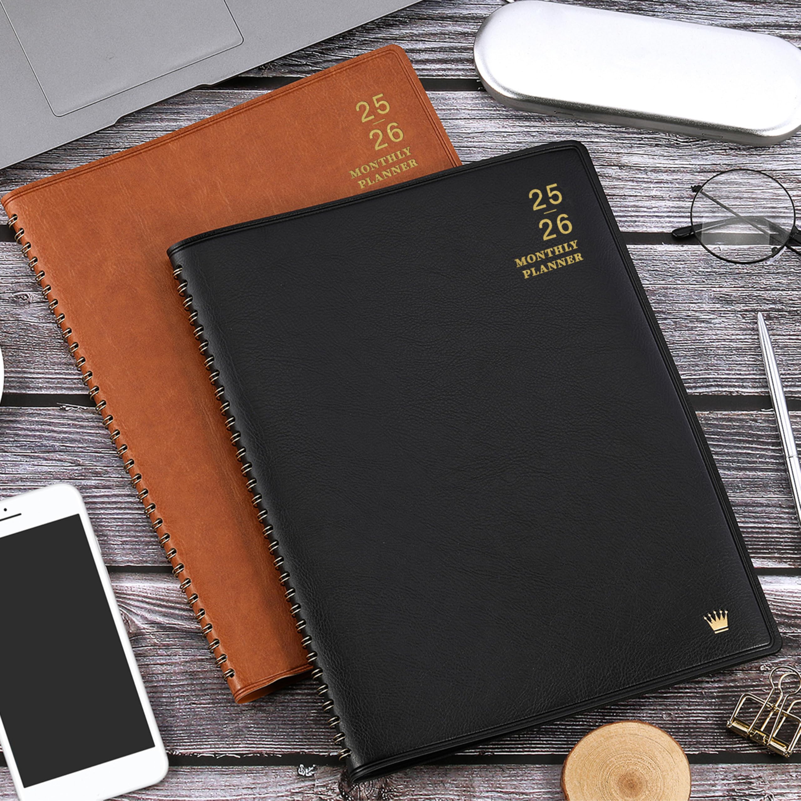 2025-2026 Monthly Planner Calendar - 18 Month Planner from July 2025 to December 2026, Faux Leather Cover, 8.86