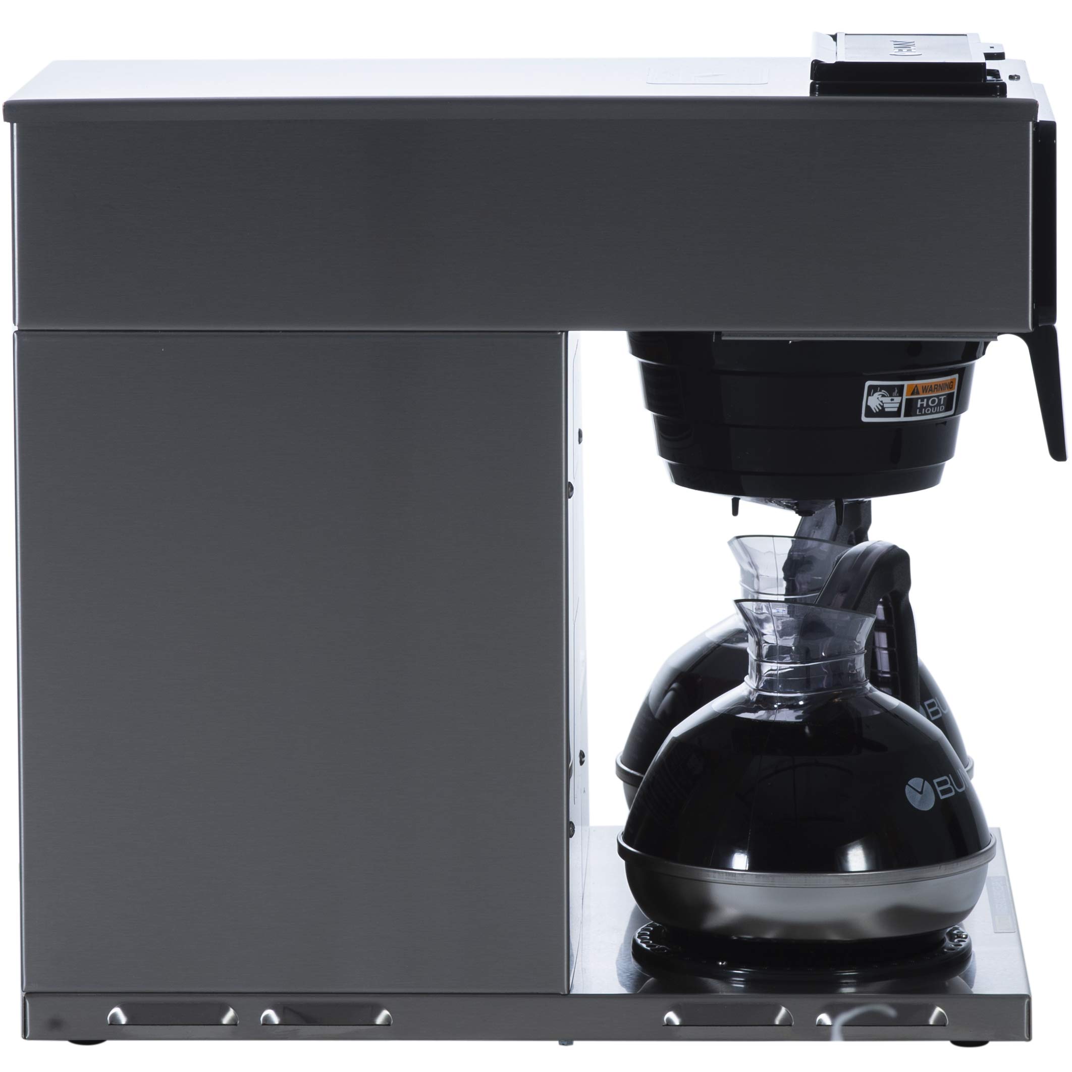 BUNN VP17-3 Commercial Coffee Maker - 12 Cup Low Profile Pourover with 3 Lower Warmers (Silver) - Perfect for Offices, Restaurants & Cafes