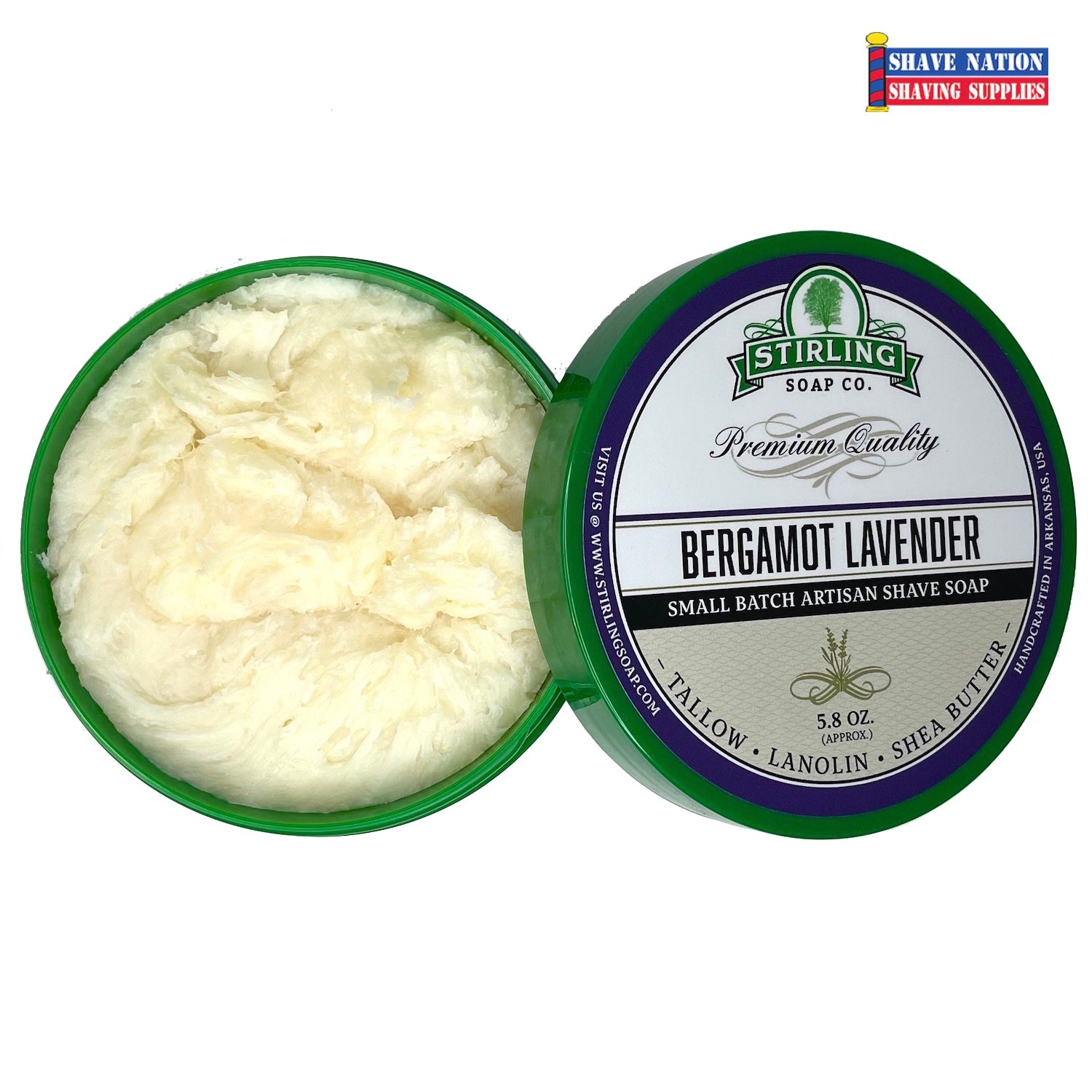 Premium Stirling Shaving Soap for Men - All-Natural Glycerin Shaving Soap Bar with Shea Butter & Essential Oils - Smooth, Close Shave for Sensitive Skin - Perfect for Wet Shaving, Travel & Grooming Kits