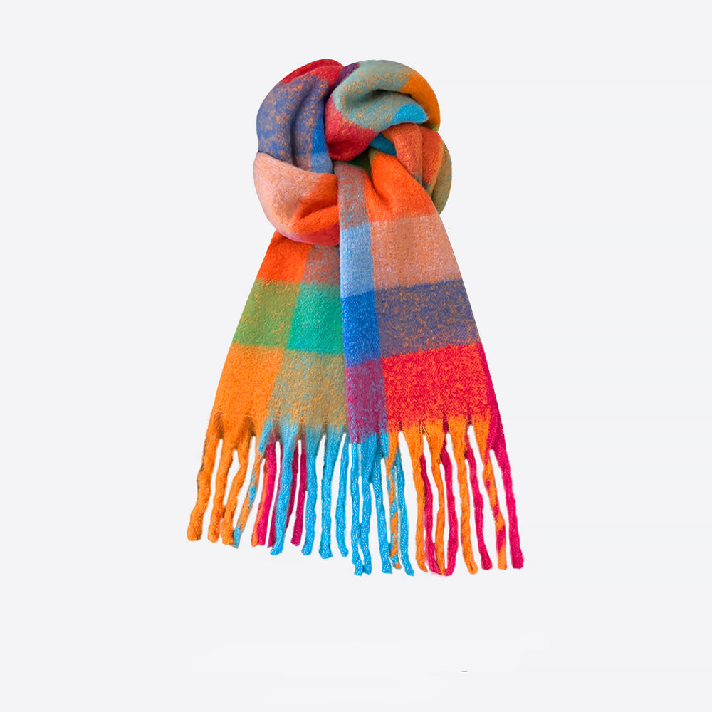 Rainbow Mohair Scarf - Soft & Warm Winter Accessory for Women & Men - Perfect for Cold Weather, Outdoor Activities & Fashion Styling