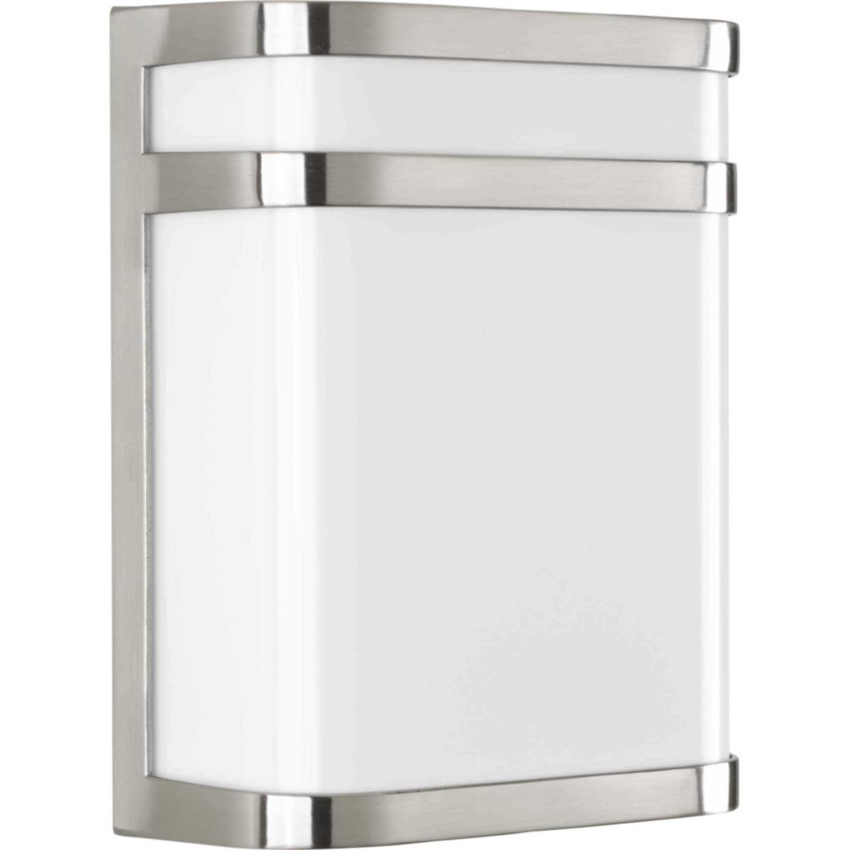 Progress Lighting Valera LED 1-Light Modern Outdoor Wall Lantern - Matte White Acrylic Shade, Brushed Nickel Finish - Perfect for Porch, Patio, and Entryway Lighting