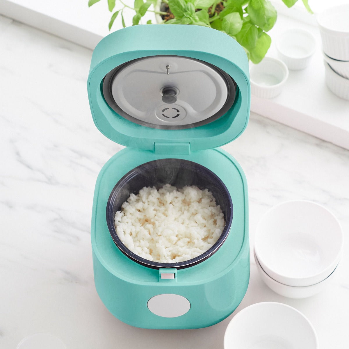 GreenLife 4-Cup Nonstick Rice Cooker & Grain Steamer | Turquoise Electric Cooker for Perfect Rice, Quinoa & Oats | Ideal for Small Kitchens, Dorms & RVs