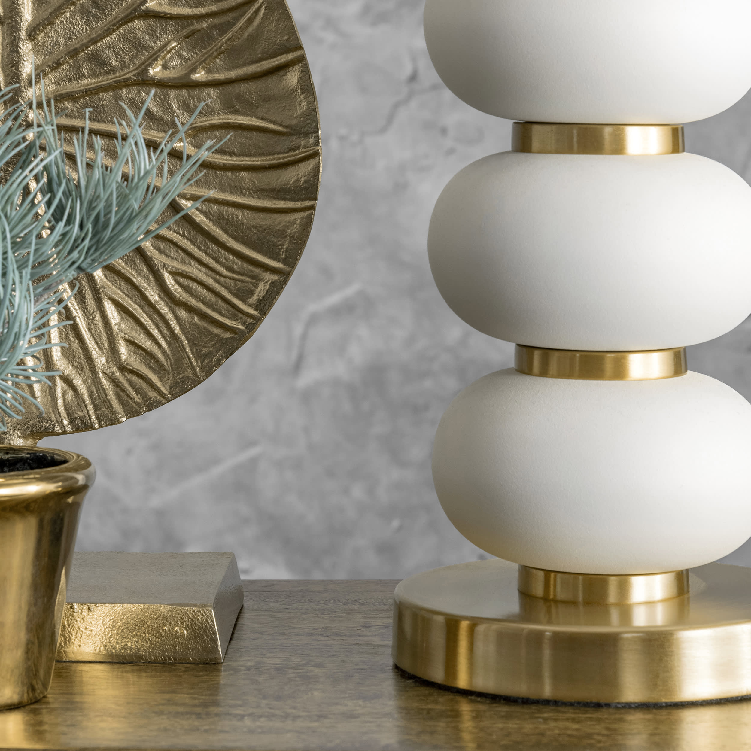 29 Inch Stacked Iron Pearls Table Lamp - Ivory White Modern Bedside Lighting for Living Room, Bedroom & Office Decor