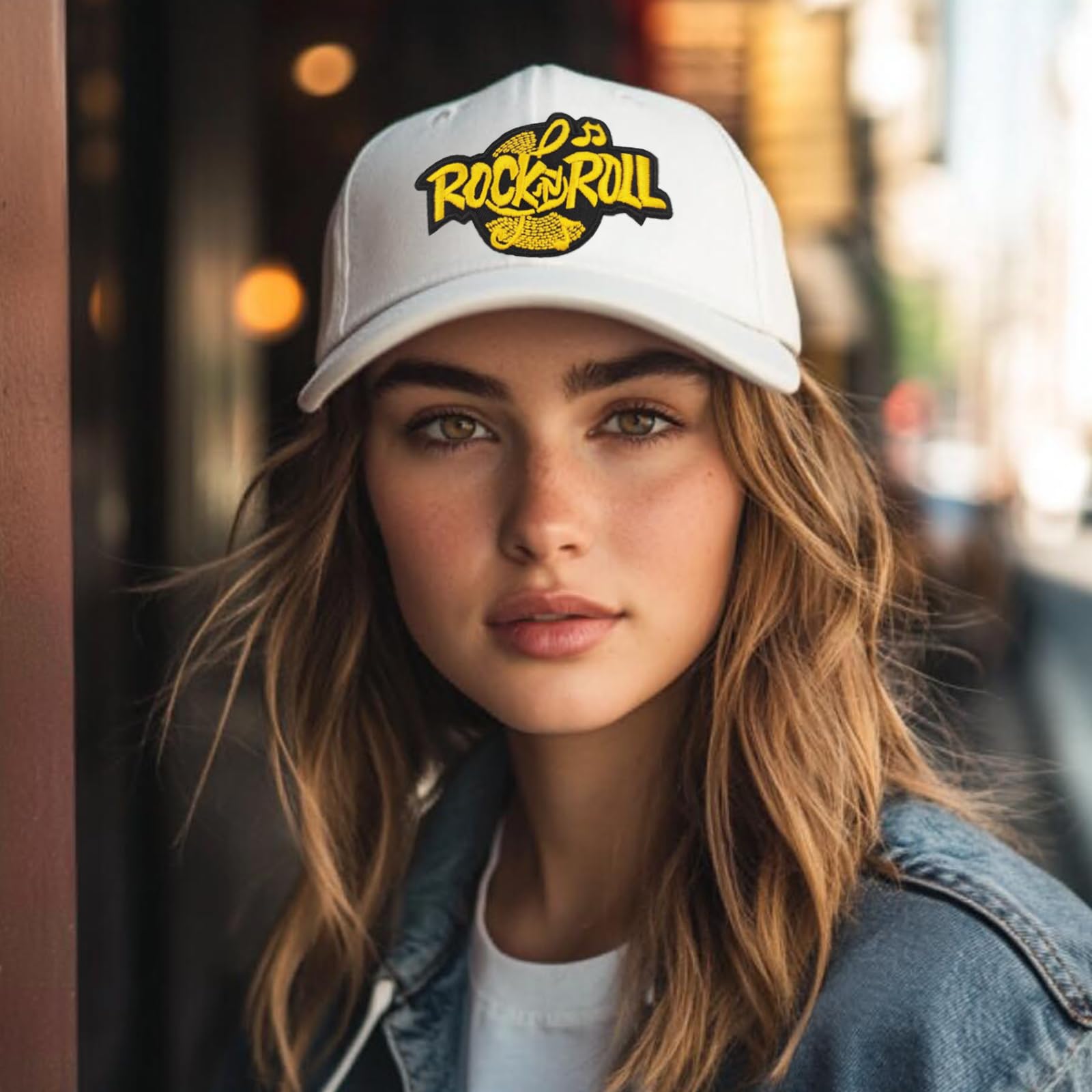 Vintage Yellow Rock N Roll Embroidered Iron On Patch - Punk Style DIY Clothing Patches for Jackets, Jeans & Backpacks - Perfect for Punk, Goth & Rock Music Fans
