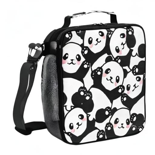 Cute Panda Insulated Lunch Box for Kids - Leakproof Thermal Lunch Bag with Adjustable Strap for School, Picnic & Travel - Durable Bear-Themed Lunch Tote for Boys, Girls & Women (BPA-Free)