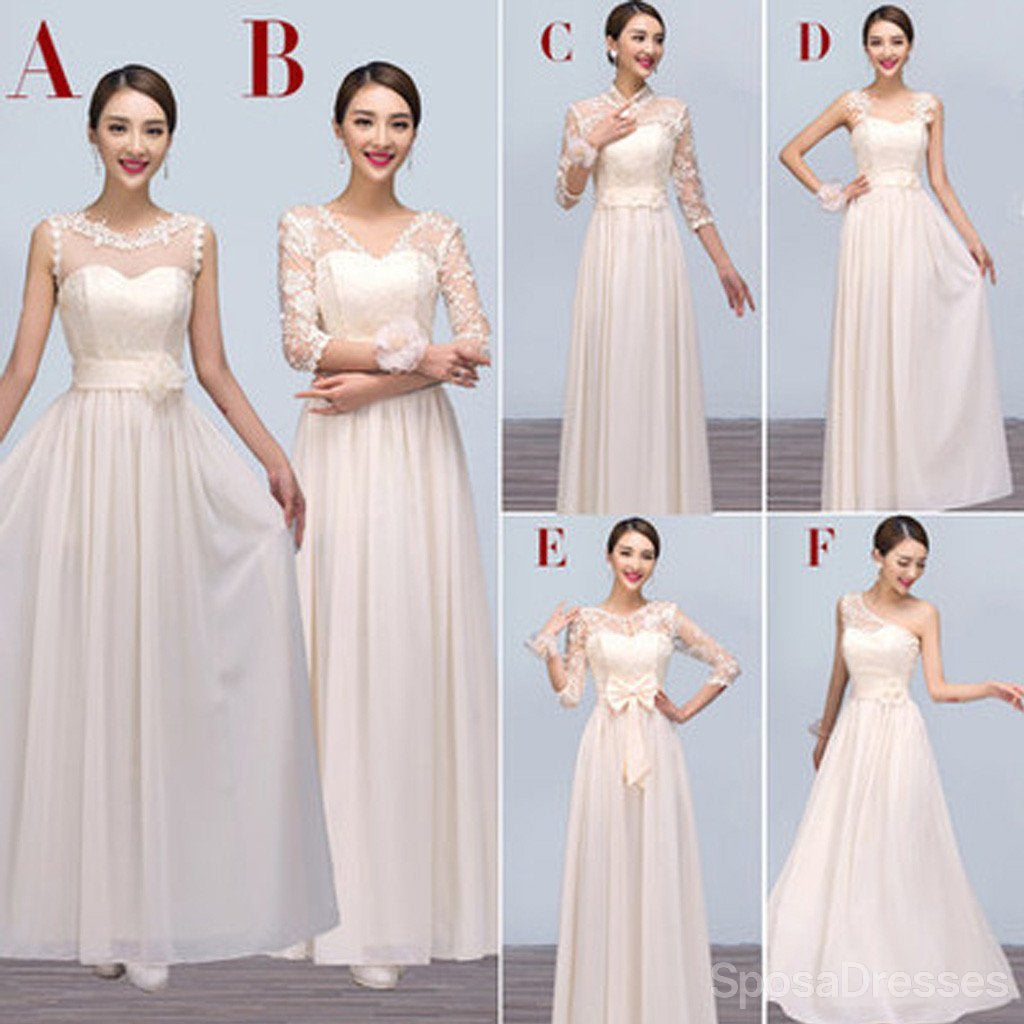 Affordable Long Chiffon Lace Bridesmaid Dresses - Mismatched Styles for Wedding Party (BD0121) | Perfect for Bridal Showers, Formal Events & Special Occasions