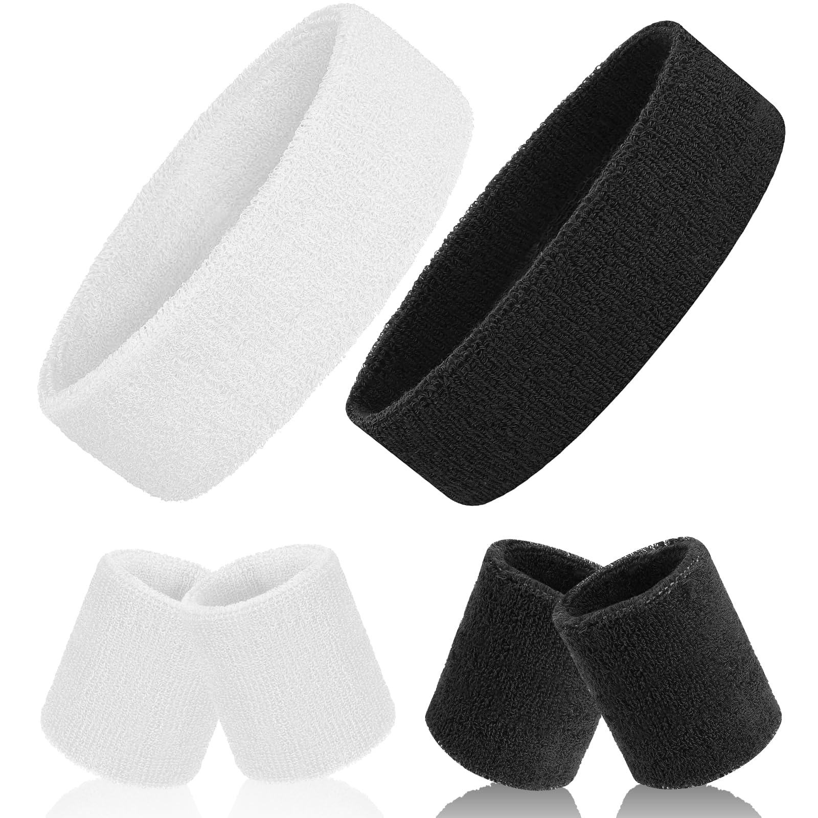 6-Pack Dual Color Sweatband Set - Moisture Wicking Sports Headbands & Wristbands for Men & Women - Ideal for Gym, Running, Yoga & Workout - Stay Dry & Comfortable During Exercise