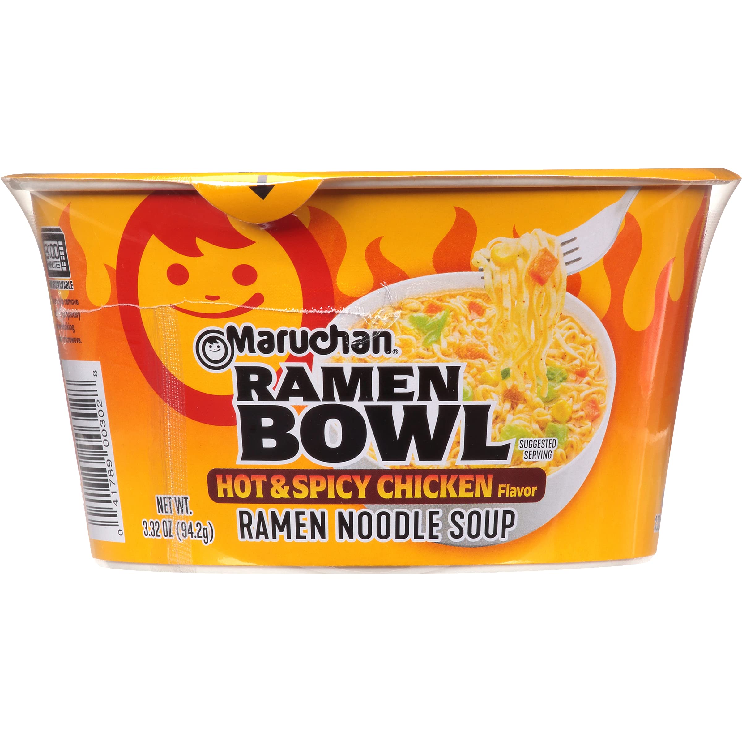 Maruchan Instant Ramen Noodles - Hot & Spicy Chicken Flavor with Vegetables, 3.32 Oz (12 Pack) | Quick Microwave Meal for Office Lunch, College Dorm Snack & Emergency Food Supply