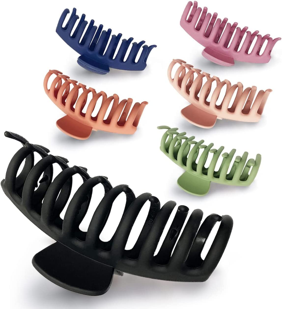 **Minta Non-Slip Hair Claw Clips - 6 Pack Matte Hair Clips for Women & Girls, Perfect for Thick, Straight, Curly, Fine & Wavy Hair - Great for Work, Gym, Travel & Everyday Styling**