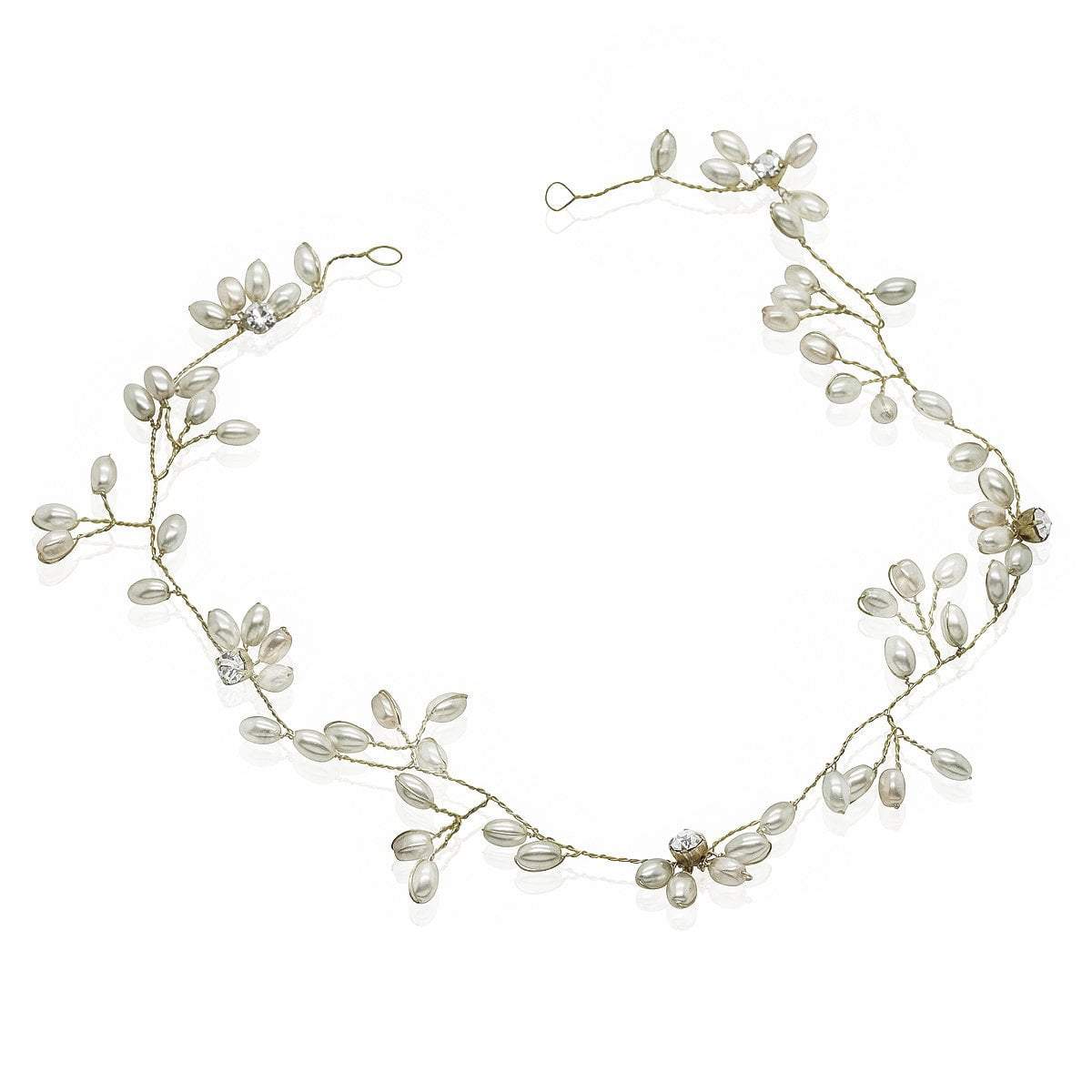 Boho Silver Pearl and Diamante Hair Vine - Elegant Bridal Hair Accessory for Weddings, Prom, and Special Occasions
