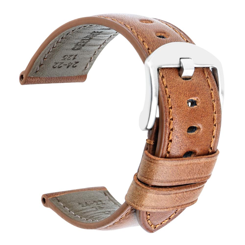 Vintage Leather Watch Band for Men & Women - Handmade Genuine Leather Strap 20mm 22mm 24mm - Classic Replacement Band for Samsung & Smart Watches - Perfect for Office, Casual & Formal Occasions