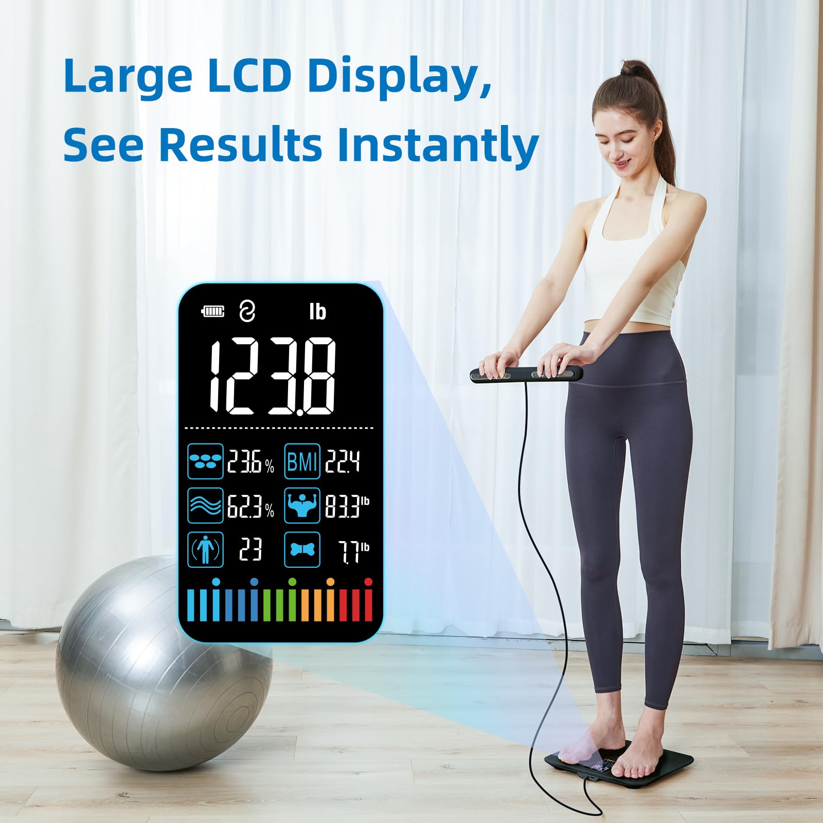 Lepulse Smart Body Composition Scale - 8 Electrode Digital Bathroom Scale with BMI, Body Fat, Muscle Mass, Weight Measurement - 20 Body Metrics Analysis with Large Color Display & App Reports (Black) - Perfect for Home Gym, Fitness Tracking & Health Monitoring