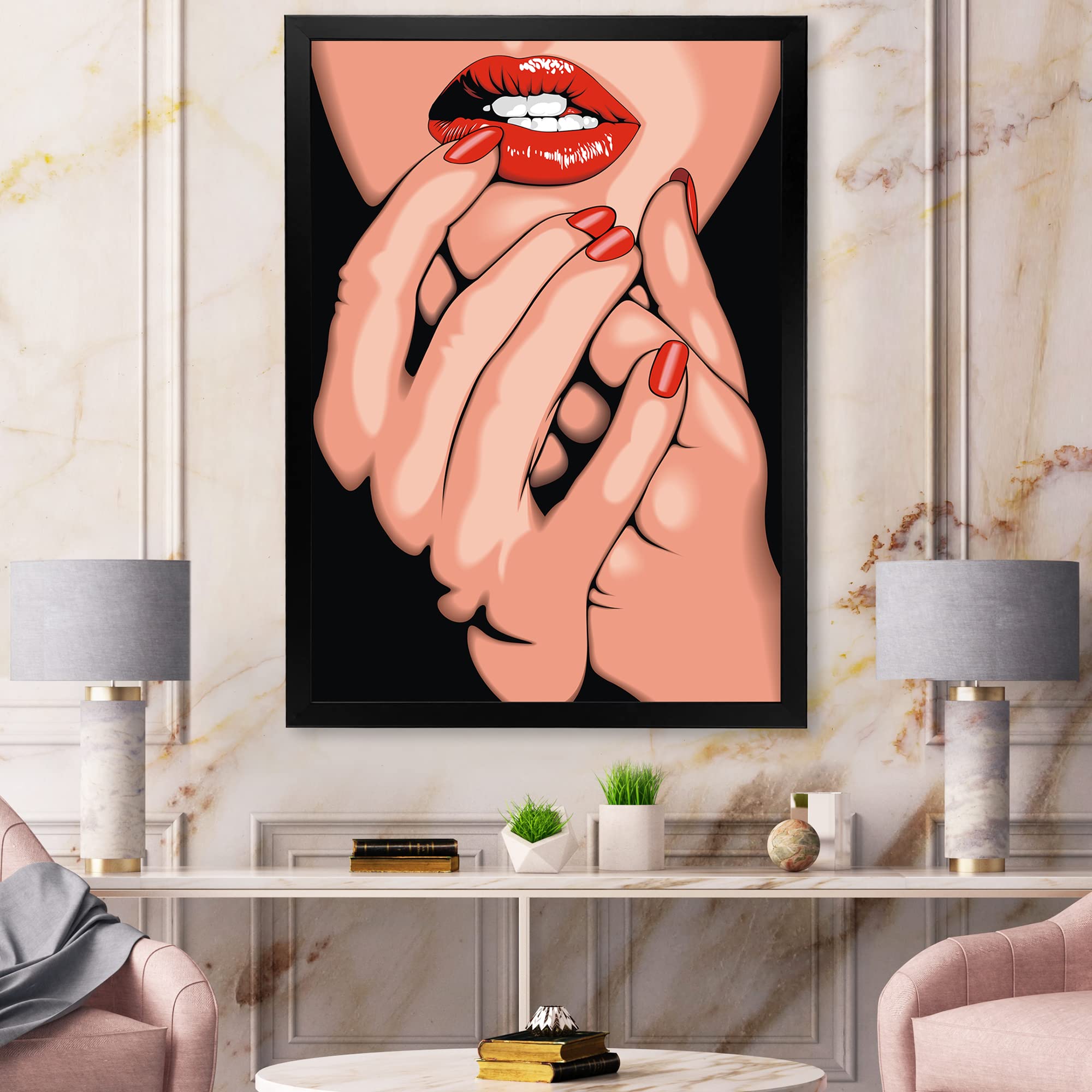 DesignQ Portrait of a Young Modern Woman - Contemporary Framed Wall Art Decor for Living Room, Bedroom & Office | Ready to Hang Home Decor