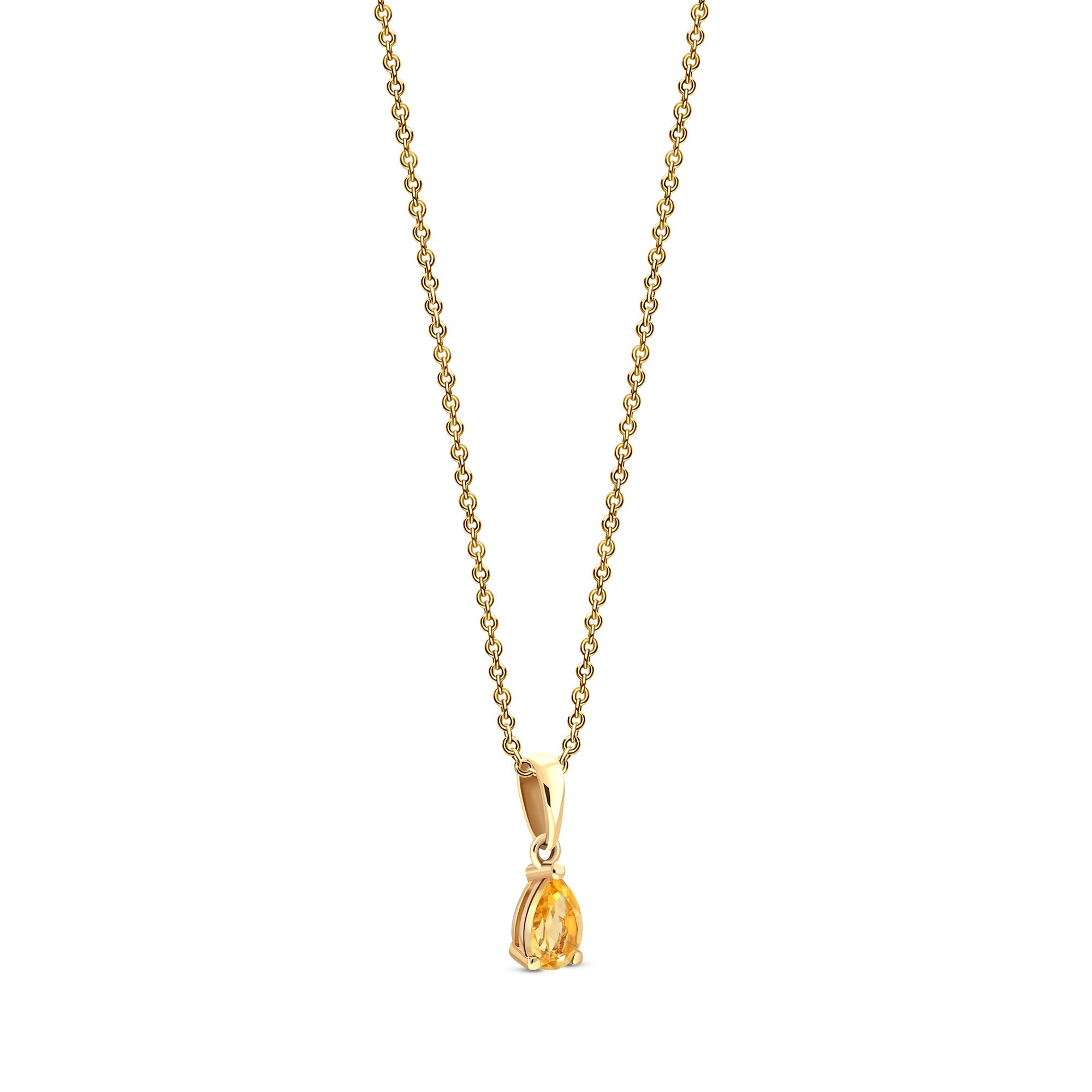 9ct Yellow Gold Citrine Pear Claw Pendant Necklace - Elegant Dainty Jewelry for Women - Perfect for Birthday, Anniversary & Everyday Wear