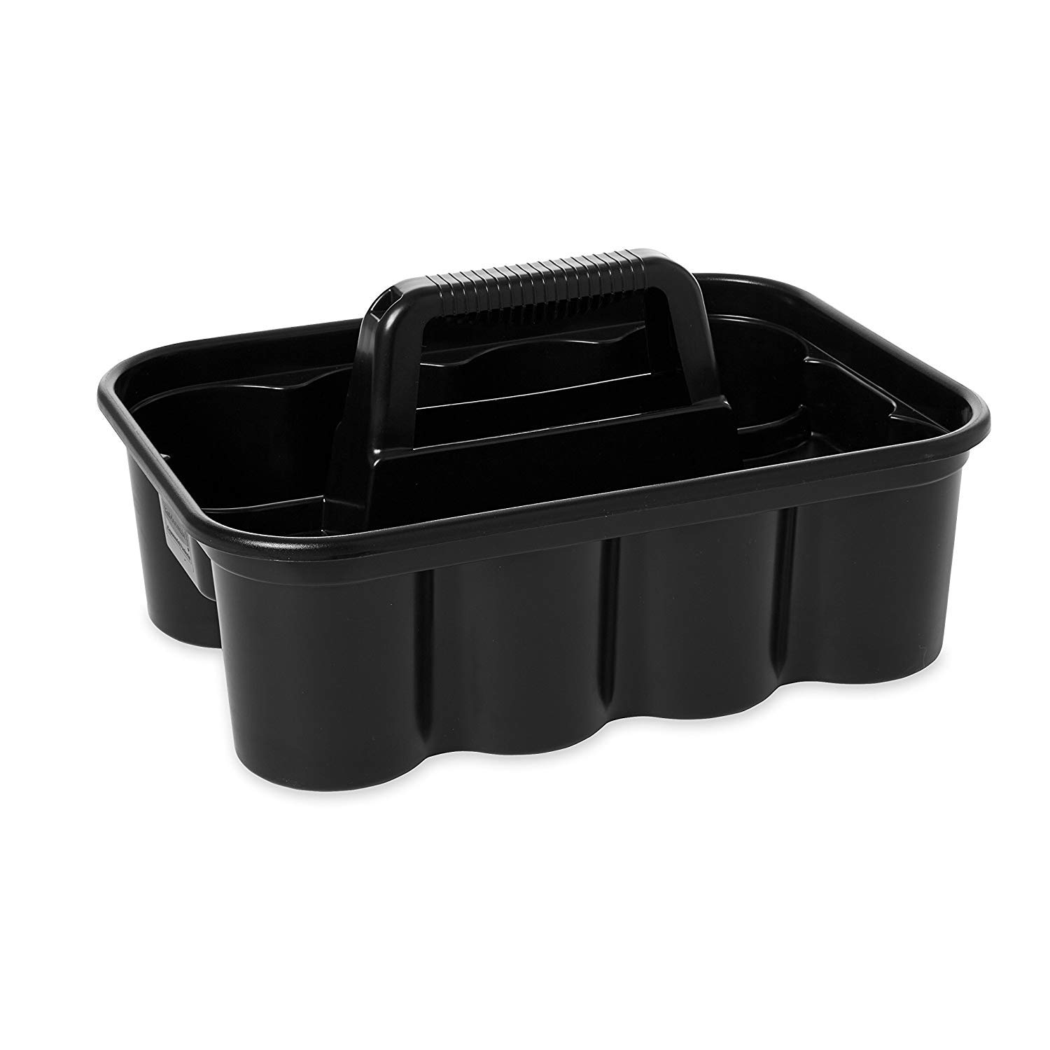 Rubbermaid Commercial Deluxe Cleaning Caddy - 6 Pack, Black - Organize Wipes, Spray Bottles, Brushes, Dustpans & Gloves - Perfect for Janitorial, Housekeeping & Home Cleaning Supplies Storage