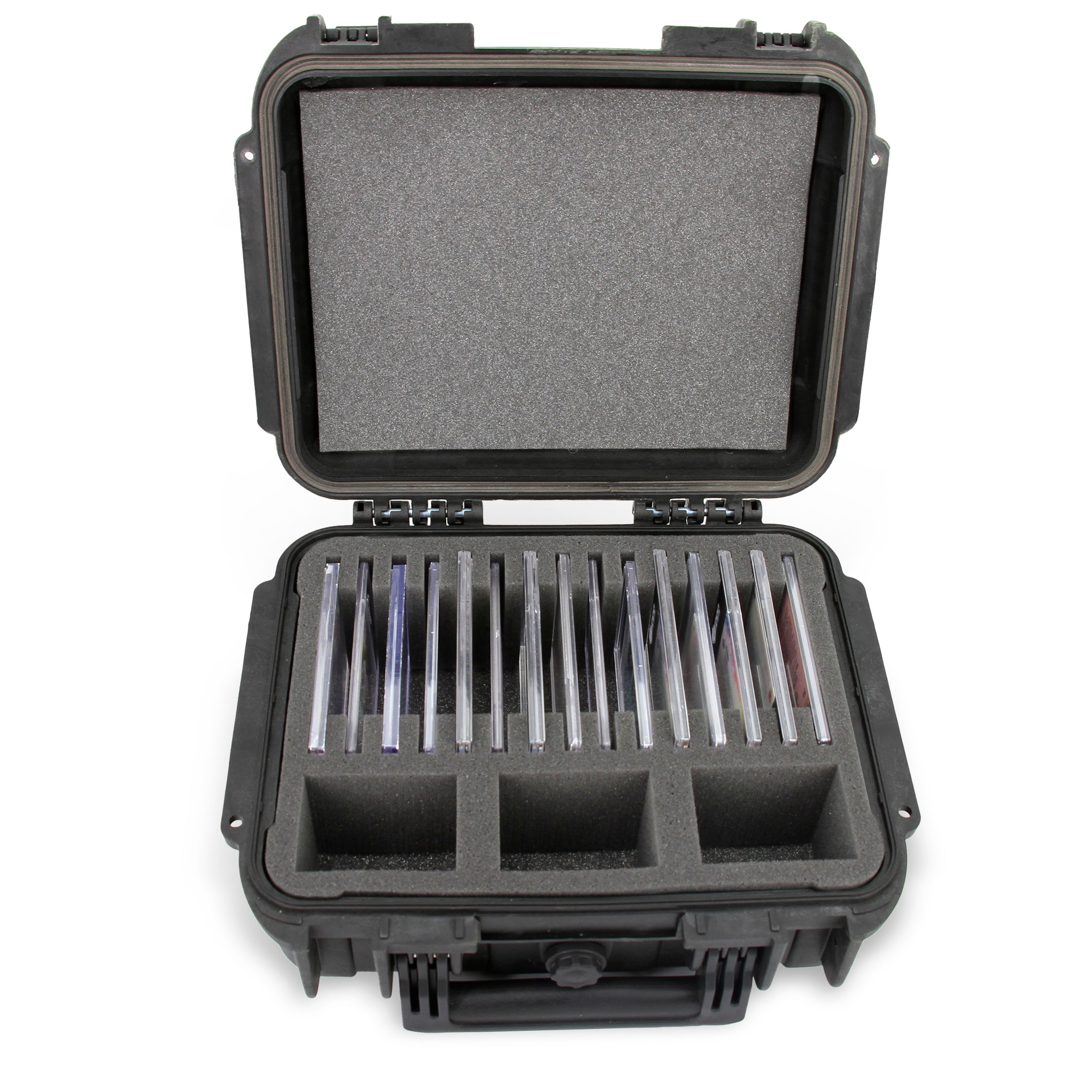 CASEMATIX Graded Card Storage Box - 15 Individual Slots for SGC BGS PSA Sports Trading Cards - Waterproof Travel Case for Collectible Card Protection - Perfect for Card Shows, Travel & Home Display