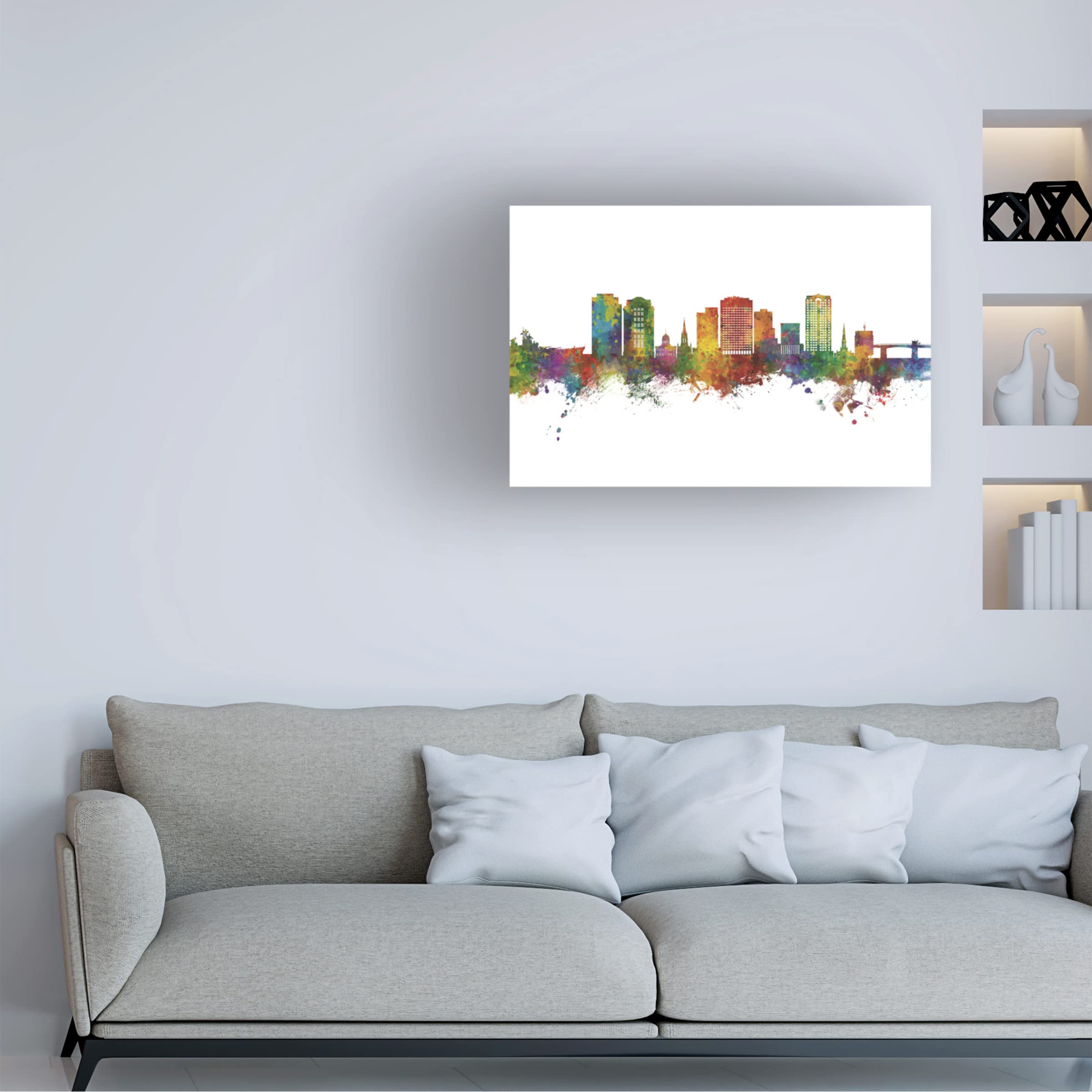 Michael Tompsett Norfolk Virginia Skyline Canvas Art Print - Modern Cityscape Wall Decor for Living Room, Bedroom & Office - Trademark Fine Art Collection