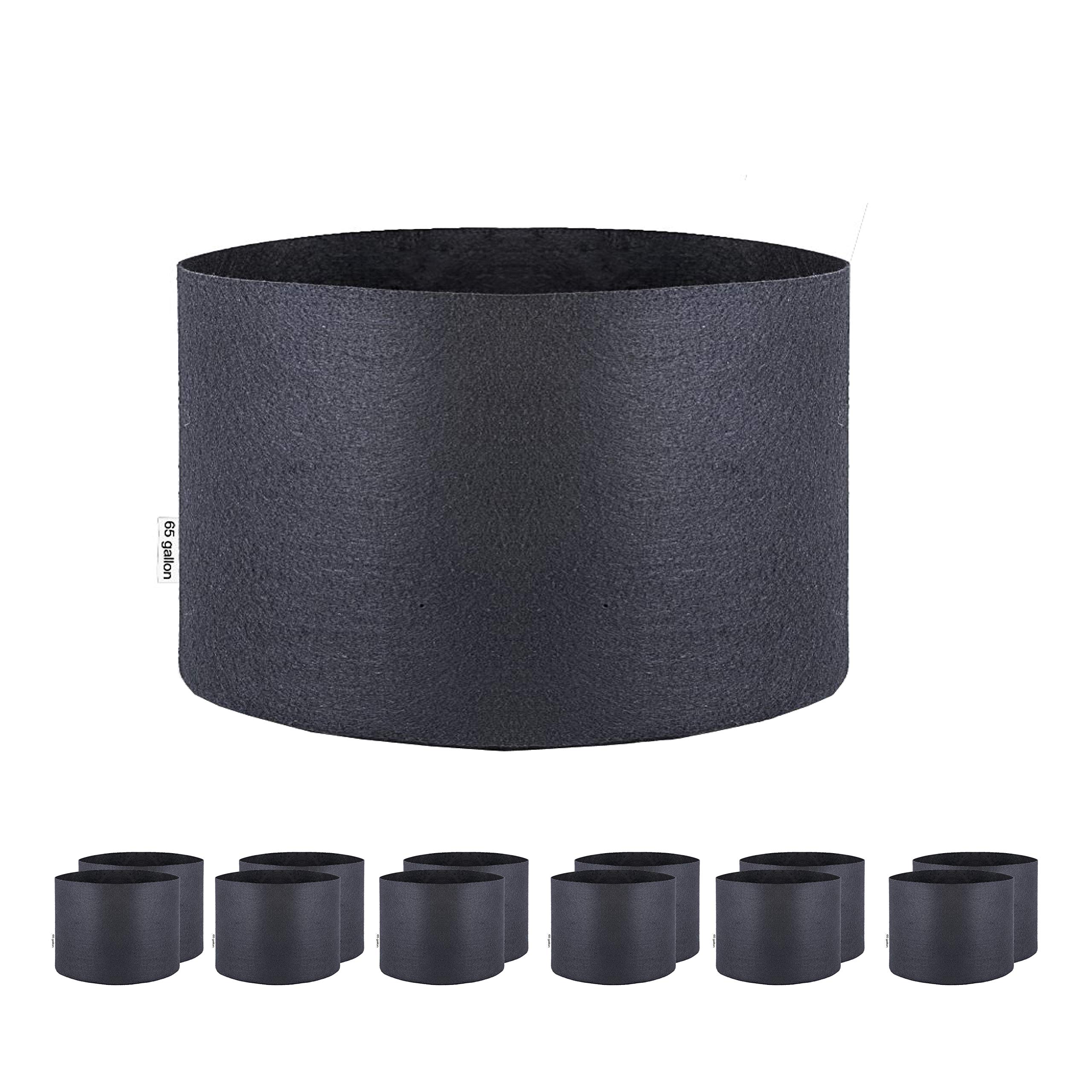 Oppolite 12-Pack 65 Gallon Round Fabric Aeration Pots - Breathable Plant Containers for Nursery, Garden & Planting | Perfect for Growing Vegetables, Flowers & Trees in Outdoor & Indoor Gardens