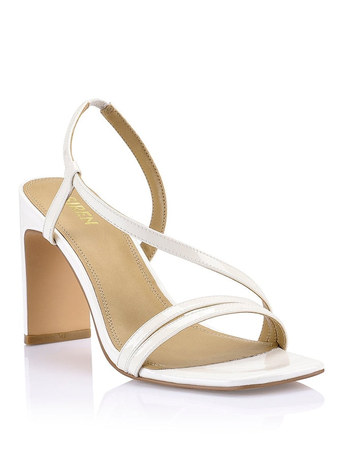 Kamino Women's Heeled Sandals - Chalk Patent Leather Strappy Sandals for Summer Weddings & Date Nights