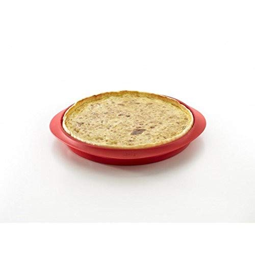Lekue 11-Inch Perforated Quiche Pan - Nonstick Baking Dish for Perfect Quiches, Tarts & Pies | Red Silicone Mold | Ideal for Home Baking, Parties & Holiday Cooking