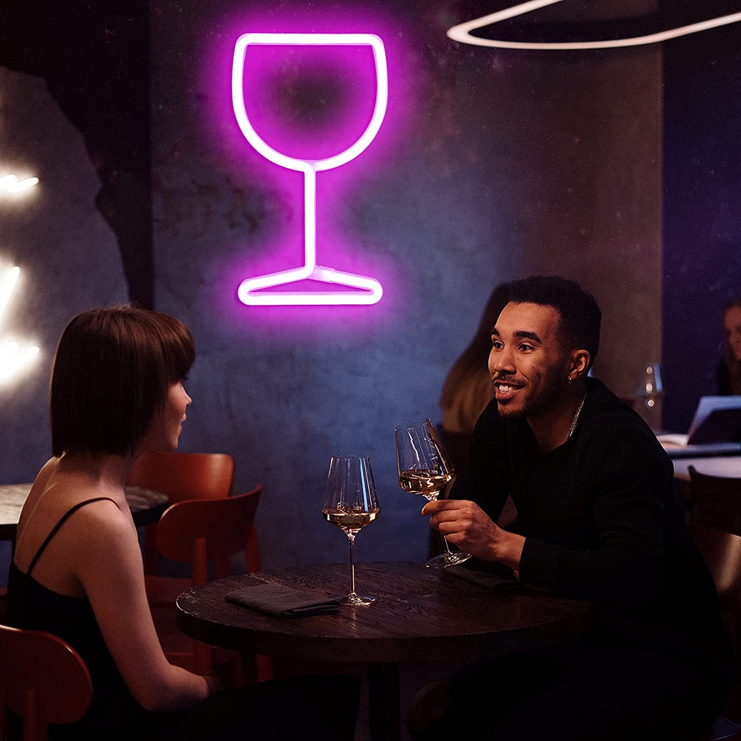 MH Life LED Neon Sign - Wine Cup Wall Light Decor with Battery/USB Power, Pink Acrylic Neon Light for Bedroom, Kids Room, Living Room, Bar & Party | Perfect for Christmas, Wedding & Home Decor Gifts