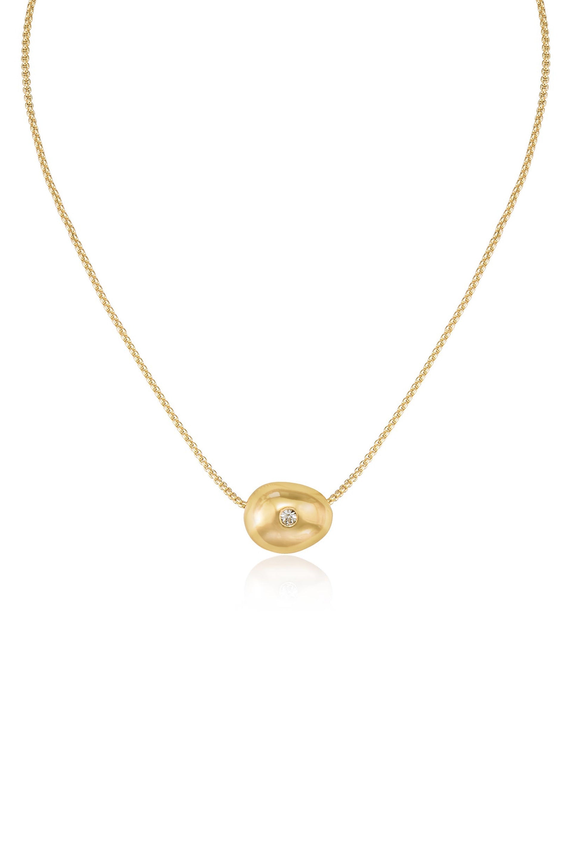 Crystal Dot Pebble Pendant Necklace - Elegant Dainty Jewelry for Women, Gift for Her | Perfect for Everyday Wear, Date Night & Special Occasions