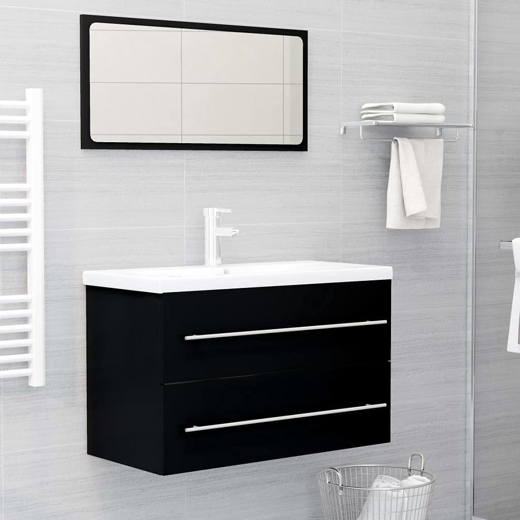 Wall-Mounted Bathroom Vanity Set with Sink Cabinet, Mirror & Storage Organizer - Freestanding Entryway Console Table - Durable Chipboard Construction for Small Bathrooms & Entryways