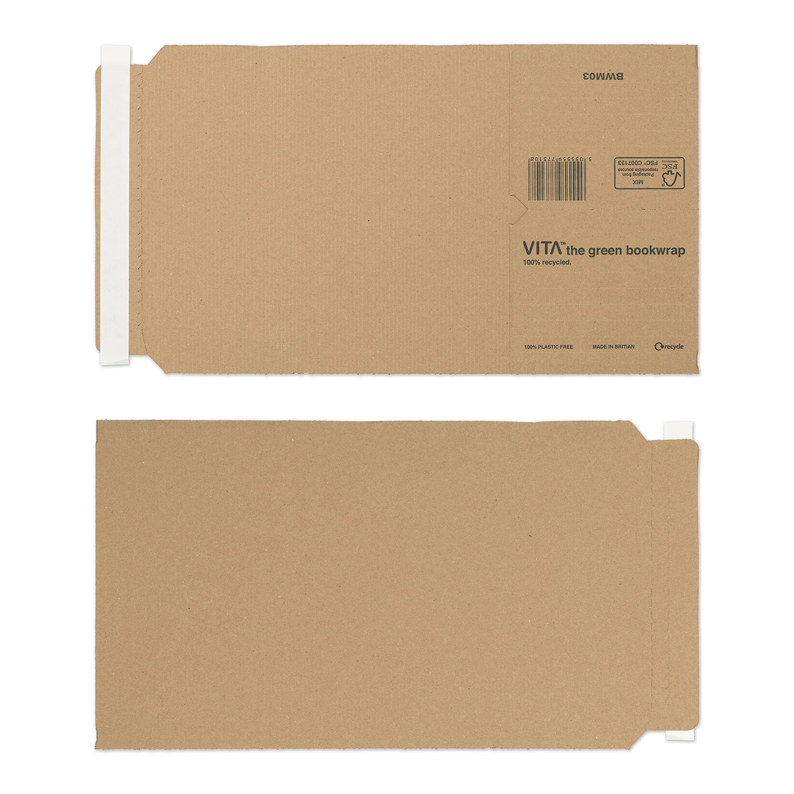 Eco-Friendly Recycled Kraft Cardboard Book Wraps 9.76 x 6.5 x 2.75 inches (248 x 165 x 70 mm) - 25 Pack | Sustainable Packaging for Books, Gifts & Stationery | Perfect for Bookstores, Libraries & Eco-Conscious Shoppers