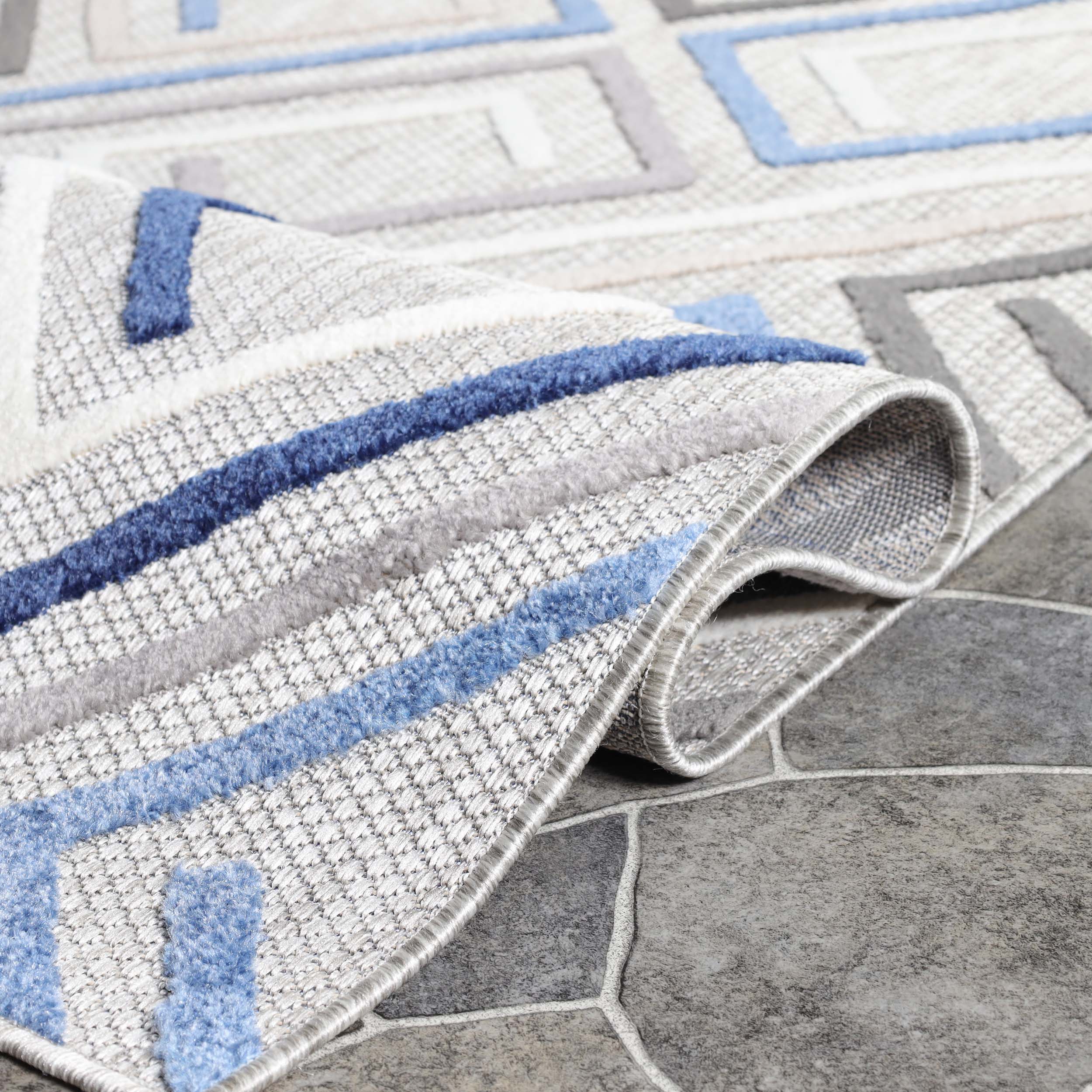 Stylish Geometric Modern Indoor Outdoor Area Rug - Perfect for Living Room, Patio, and Bedroom Decor