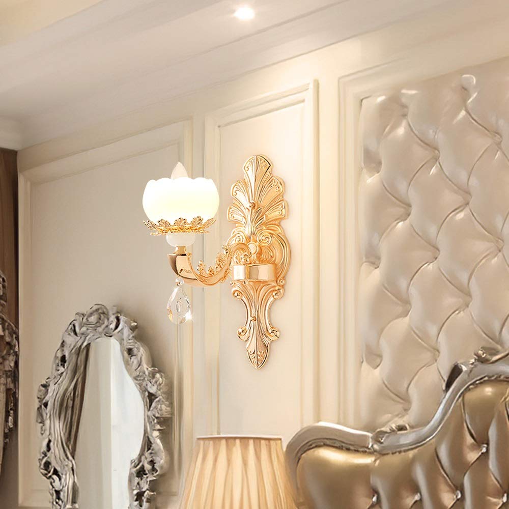 Modern LED Wall Sconce Light - Crystal Pendant Indoor Wall Lamp, Single/Double Head Options for Living Room, TV Background, Hallway & Staircase - Minimalist European Style Lighting Fixture