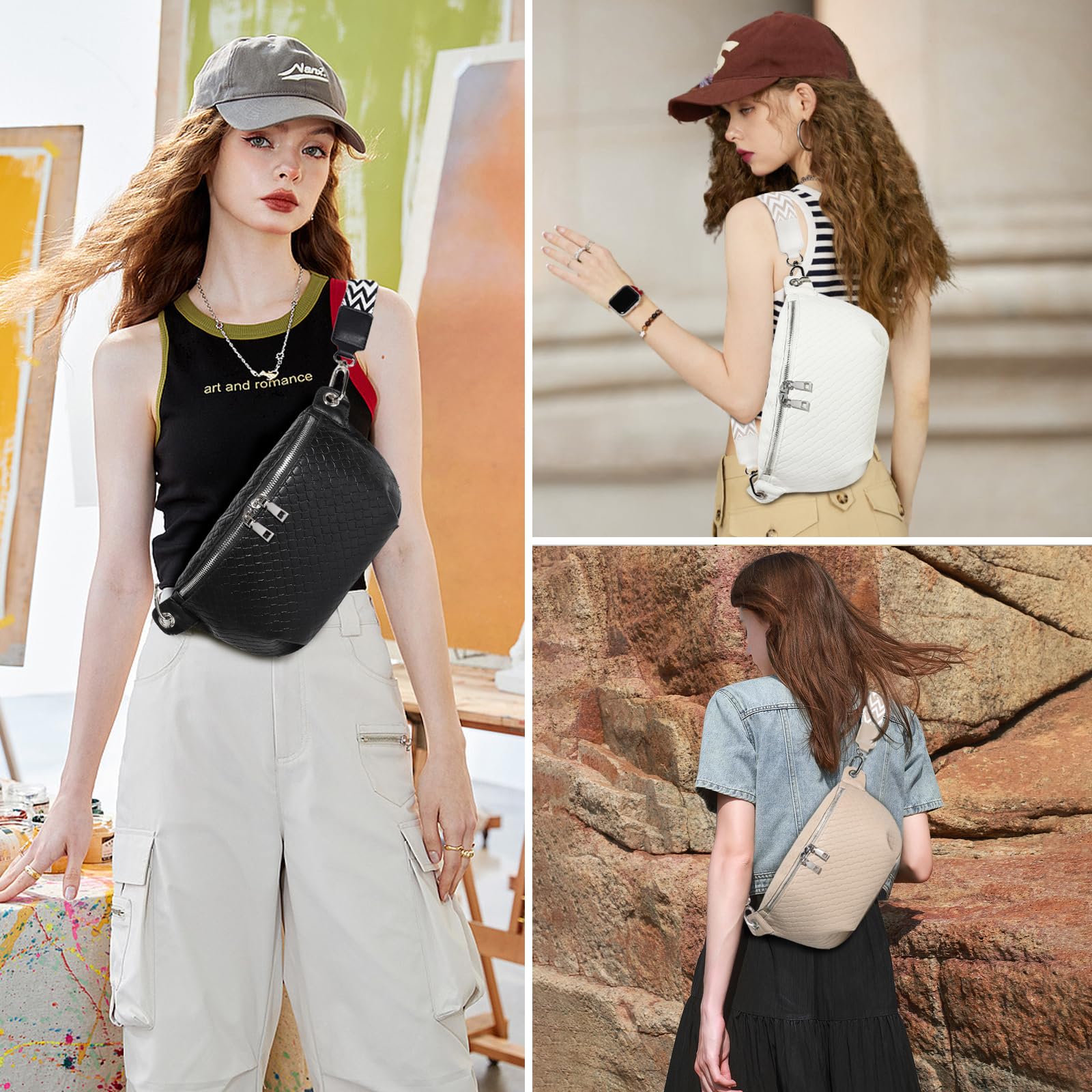 Trendy Women's Crossbody Sling Bag - Adjustable Strap Small Chest Fanny Pack for Travel, Gym & Daily Use | Faux Leather Purse for Phone & Essentials