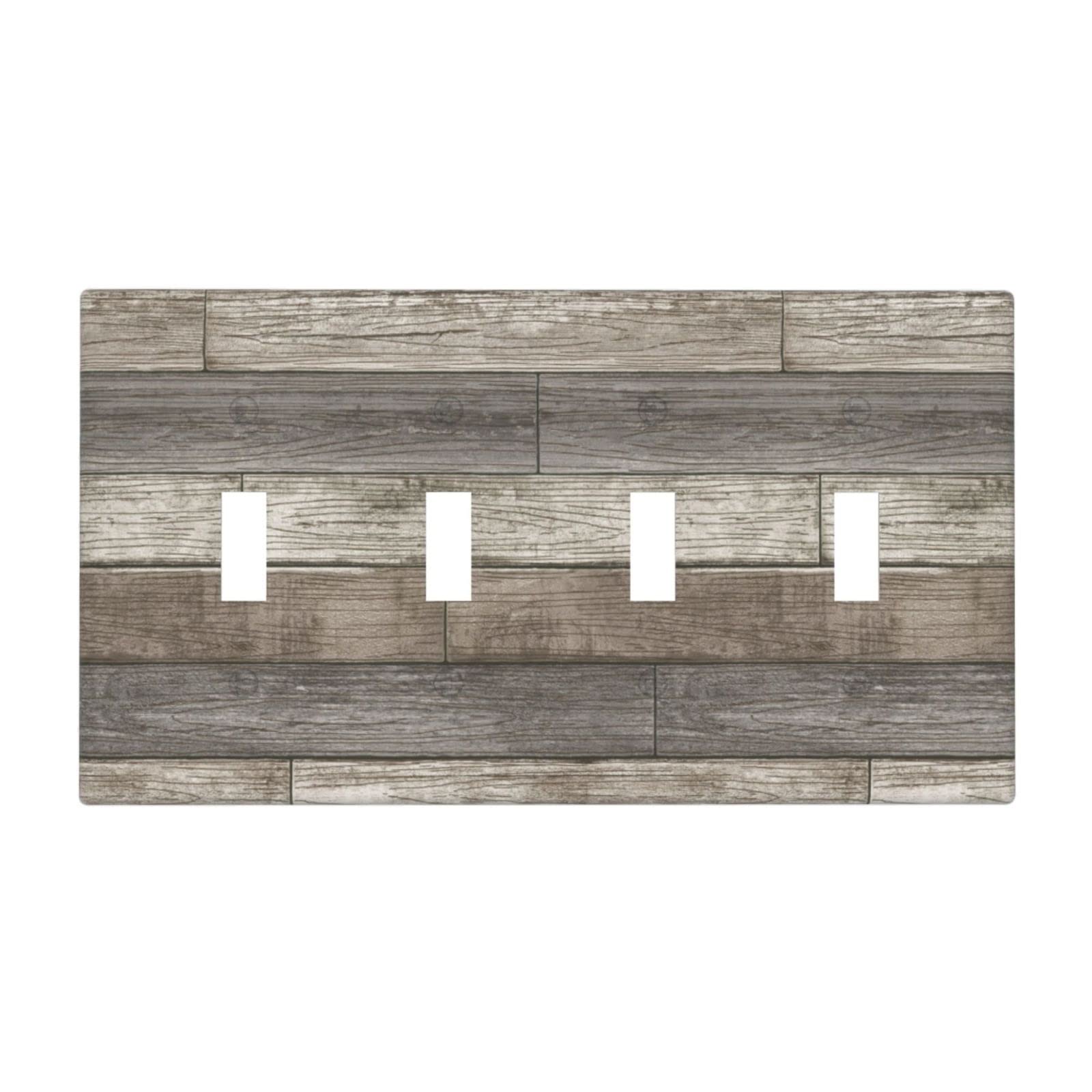 Rustic Farmhouse Light Switch Cover Plate - 4 Gang Toggle Switch Plate Wall Accessory, Standard Size 4.5