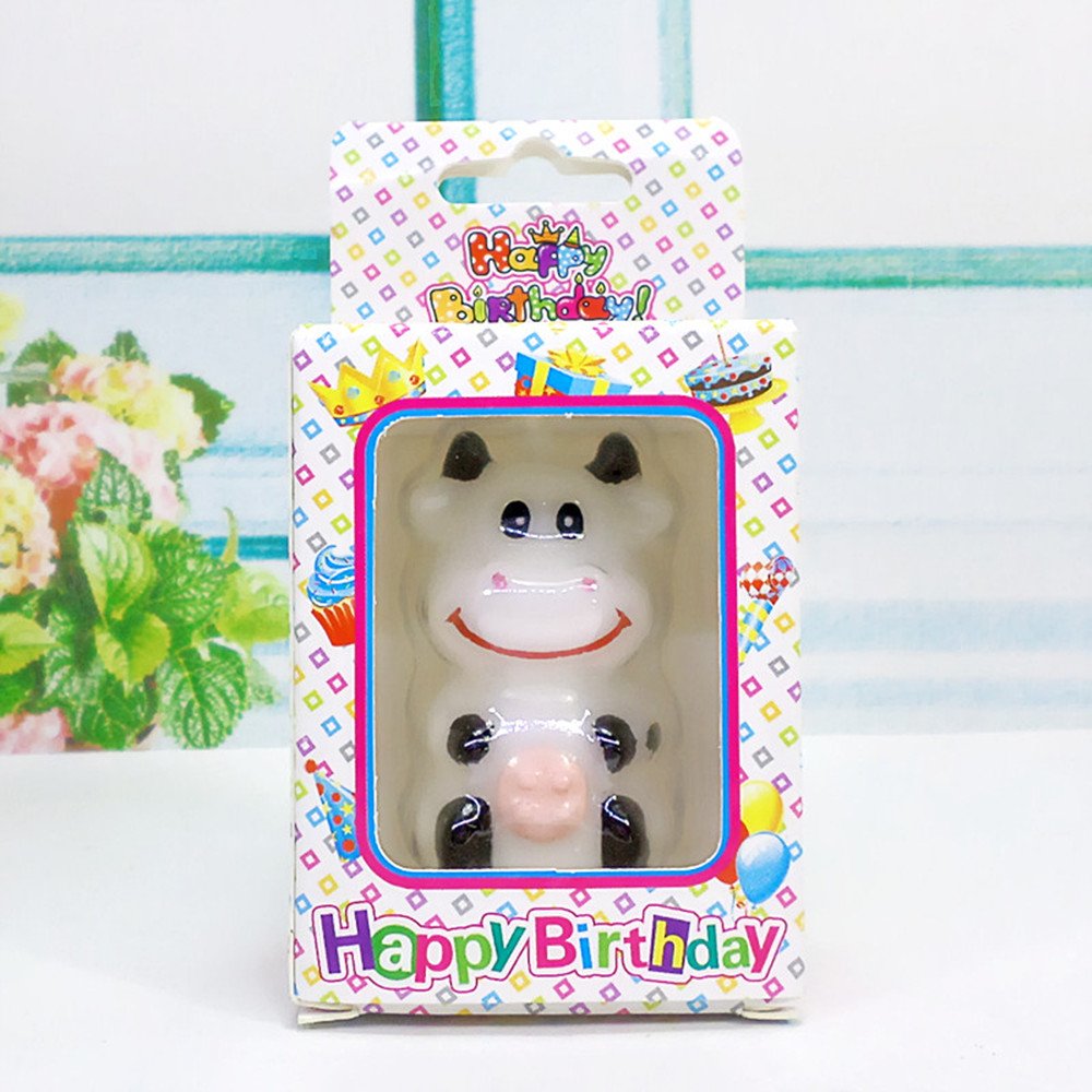 Cute Cartoon Cow Birthday Candles - Fun Cake Decorations for Birthday Party, Baby Shower & Kids Celebration - 12 Pack Animal Themed Party Supplies