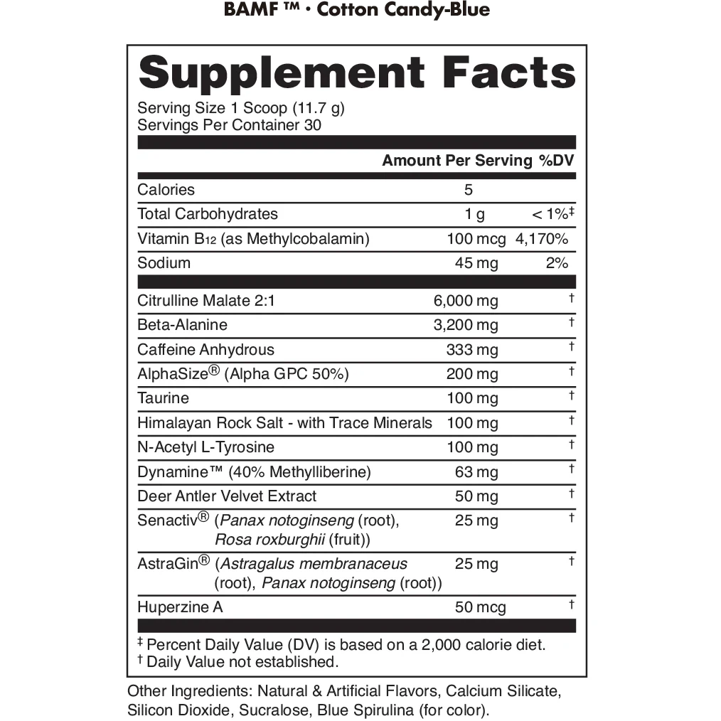 Bucked Up BAMF Pre-Workout Powder - Energy & Focus Booster for Intense Gym Sessions & Athletic Performance