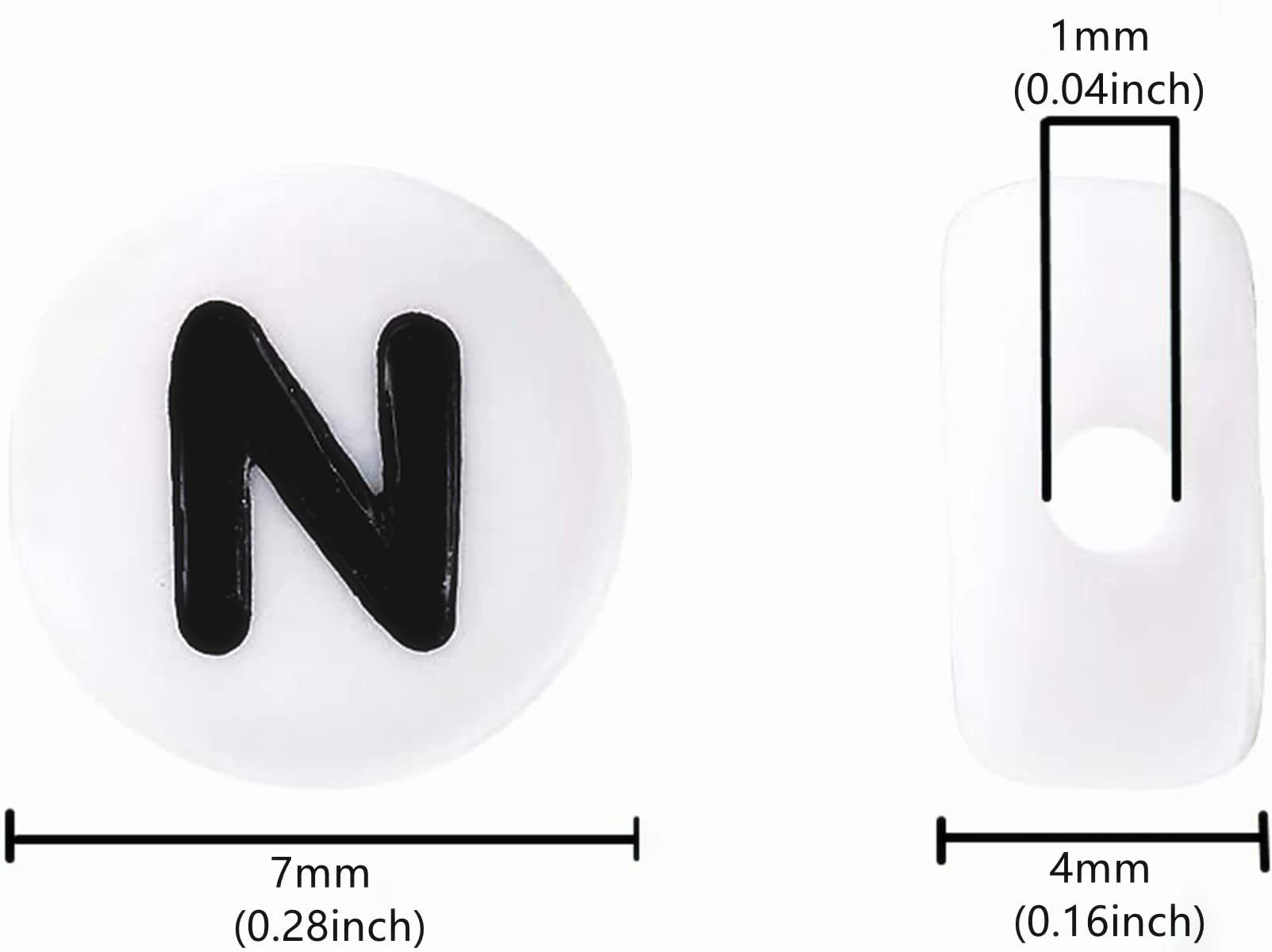 100PCS White Round Acrylic Alphabet Letter Beads (4x7mm) - DIY Jewelry Making Supplies for Bracelets, Necklaces, Keychains - Perfect for Personalized Gifts, Party Favors & Craft Projects