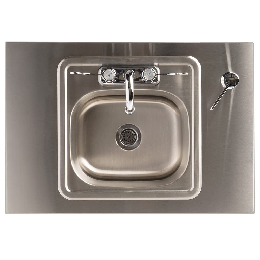 **Ozark River Portable Sink S1D - NSF Certified Stainless Steel Deep Basin with Maple Laminate Cabinet | Mobile Hand Washing Station with Hot Water & Wheels | Ideal for Outdoor Events, Food Trucks, Camping & Emergency Use**