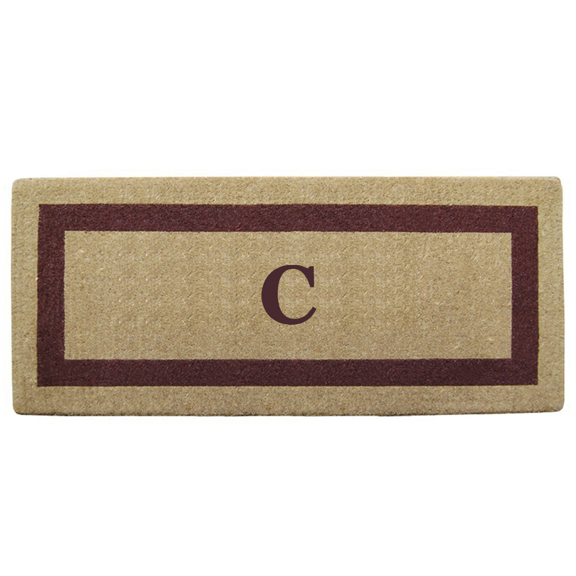 Personalized Monogram Coir Doormat - Heavy Duty Natural Coco Fiber Welcome Mat with Single Picture Frame Design | Durable Handcrafted Outdoor Rug | Eco-Friendly Brown 24x57 Inch | Perfect for Front Door, Porch, Patio & Entryway Decor | Model O2074C